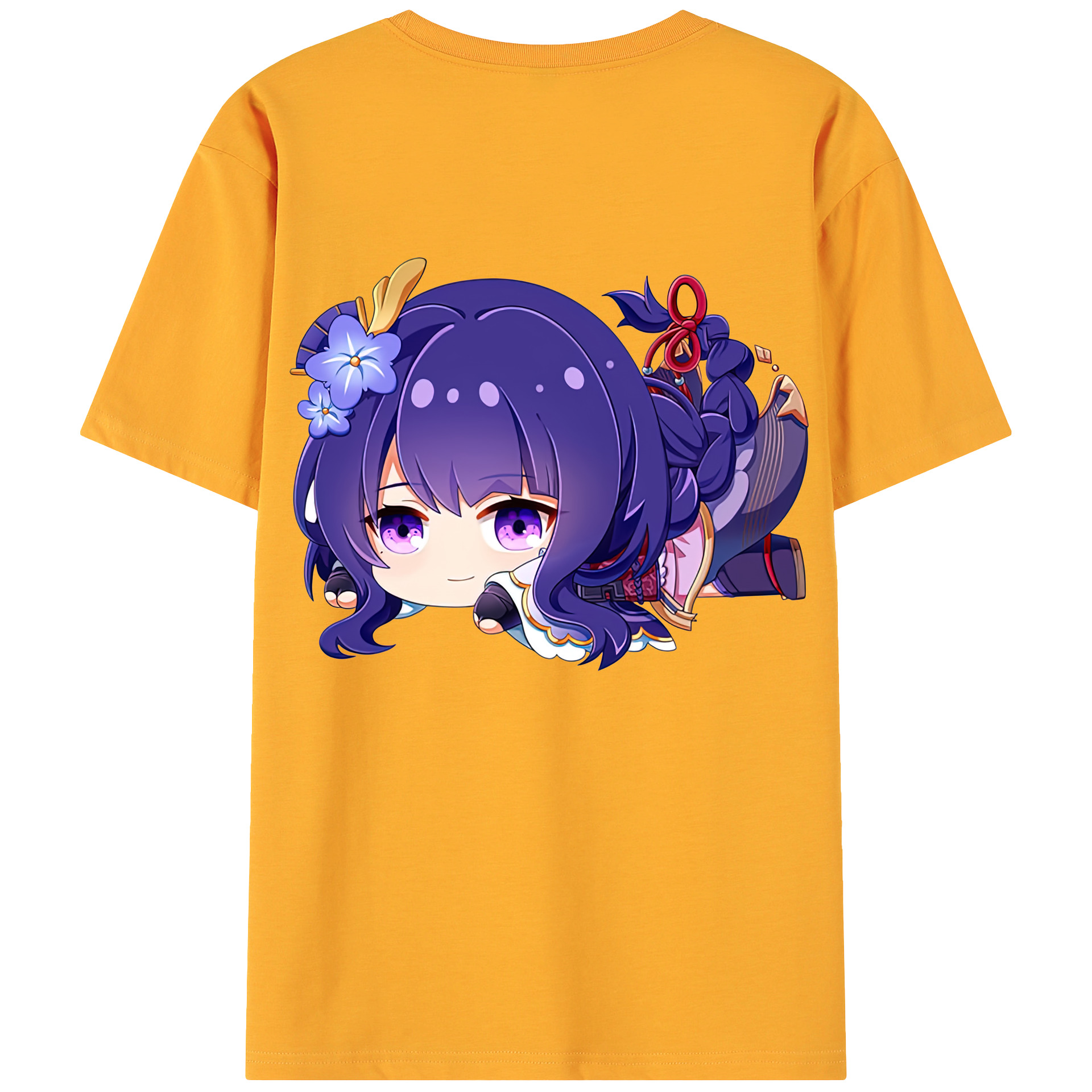 げんし神 雷電将軍 らいでんしょうぐん genshin Raiden Shogun 綿100％ メンズ半袖Tシャツ（バックプリント） 通気性