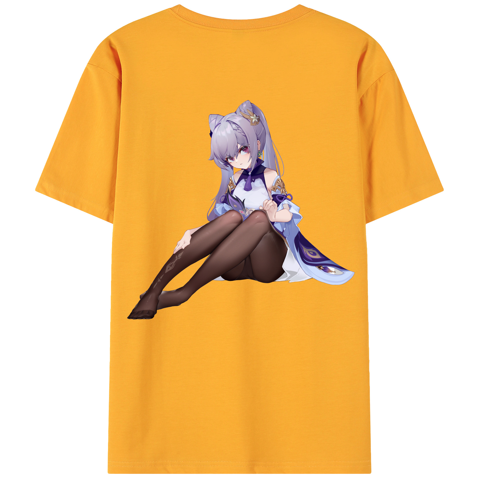 げんし神 刻晴 こくせい genshin Kokusei 綿100％ メンズ半袖Tシャツ（バックプリント） 通気性