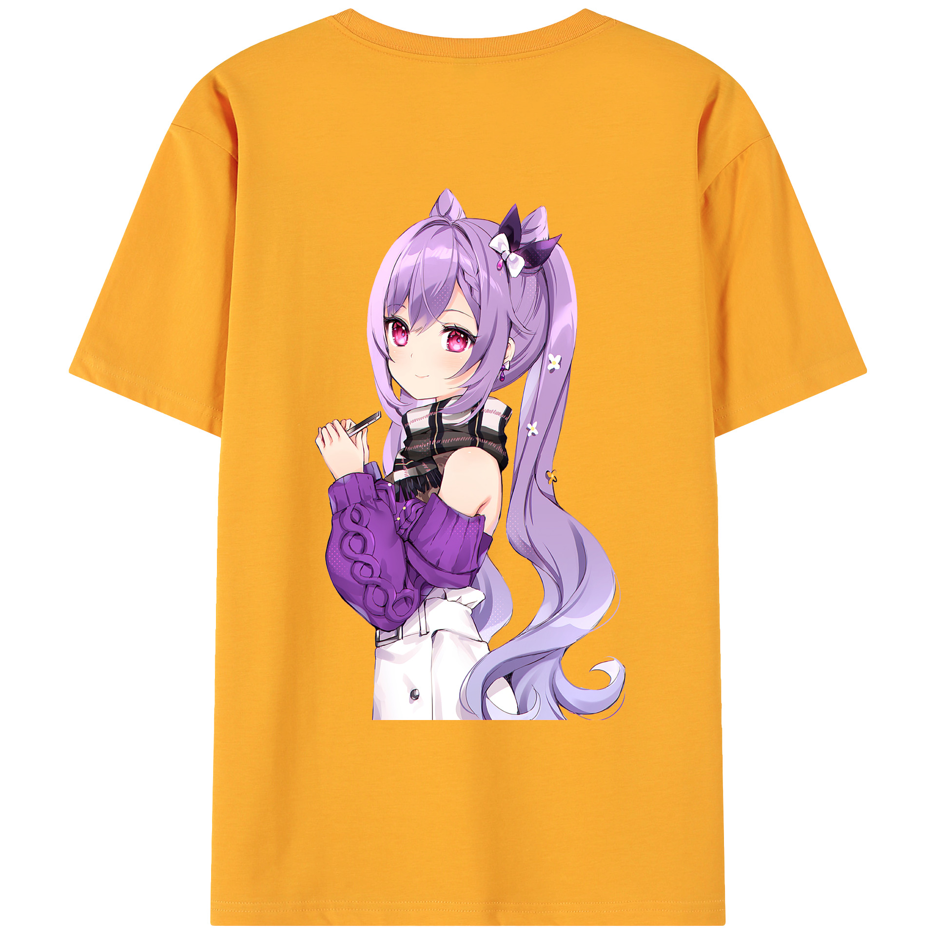 げんし神 刻晴 こくせい genshin Kokusei 綿100％ メンズ半袖Tシャツ（バックプリント） 通気性