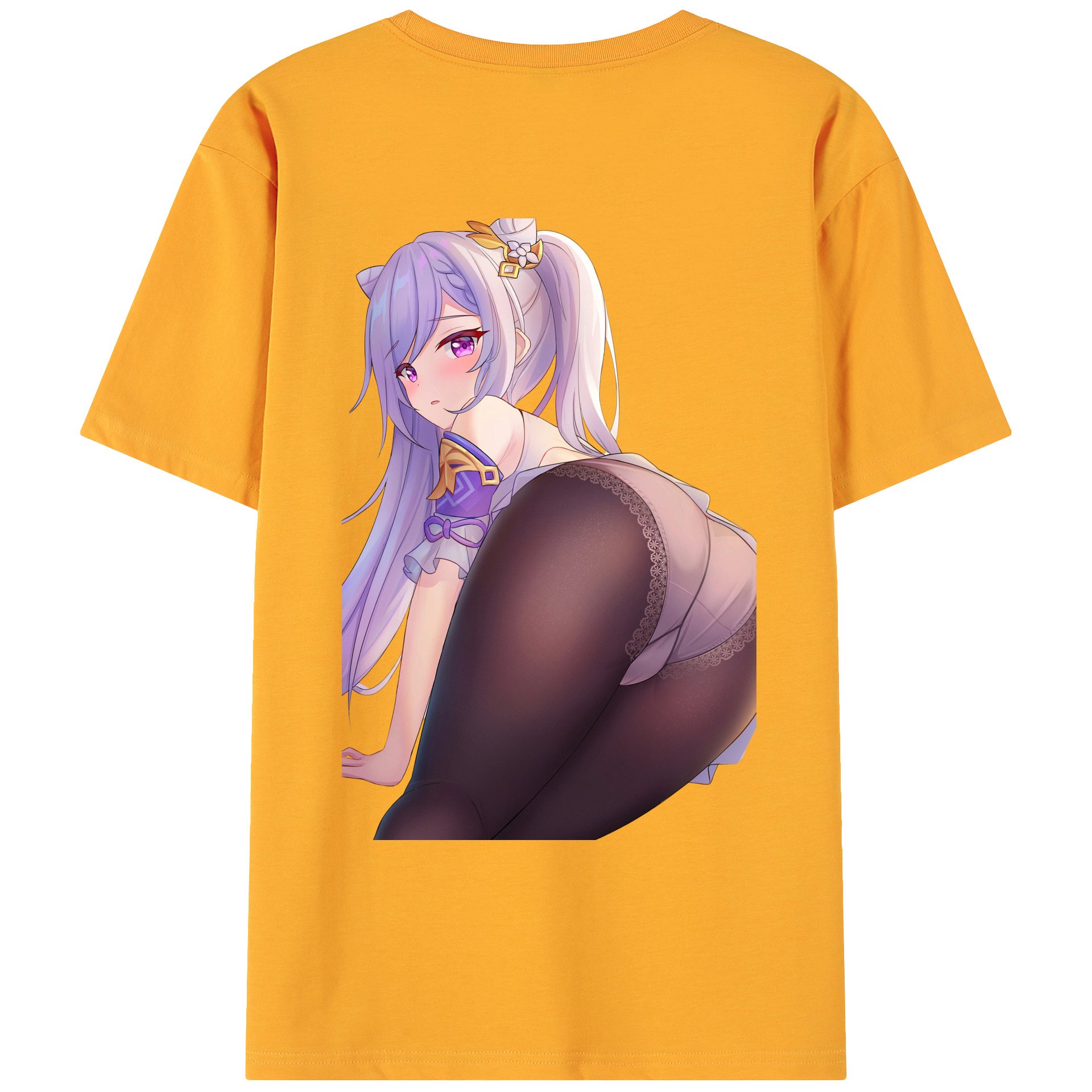 げんし神 刻晴 こくせい genshin Kokusei 綿100％ メンズ半袖Tシャツ（バックプリント） 通気性