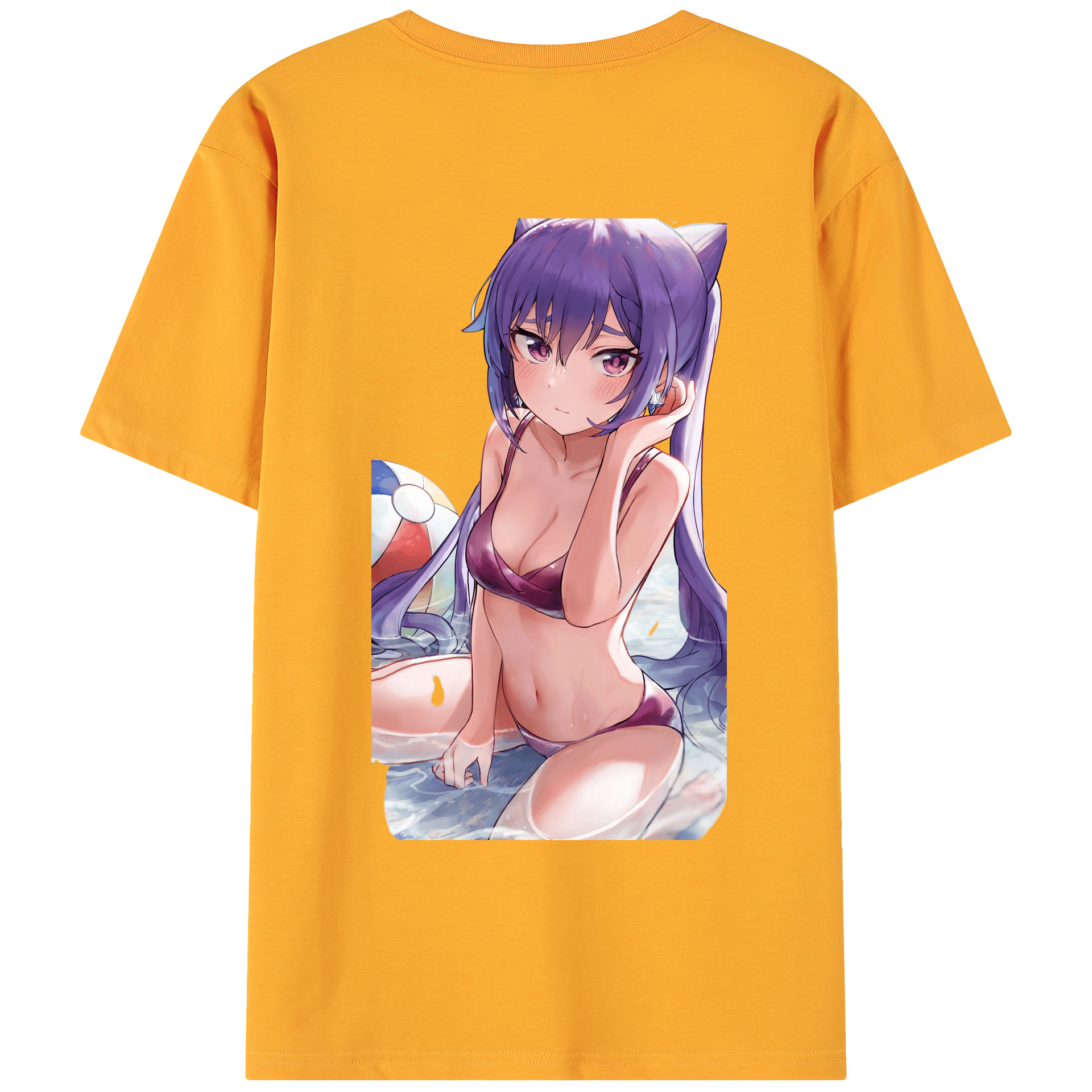 げんし神 刻晴 こくせい genshin Kokusei 綿100％ メンズ半袖Tシャツ（バックプリント） 通気性
