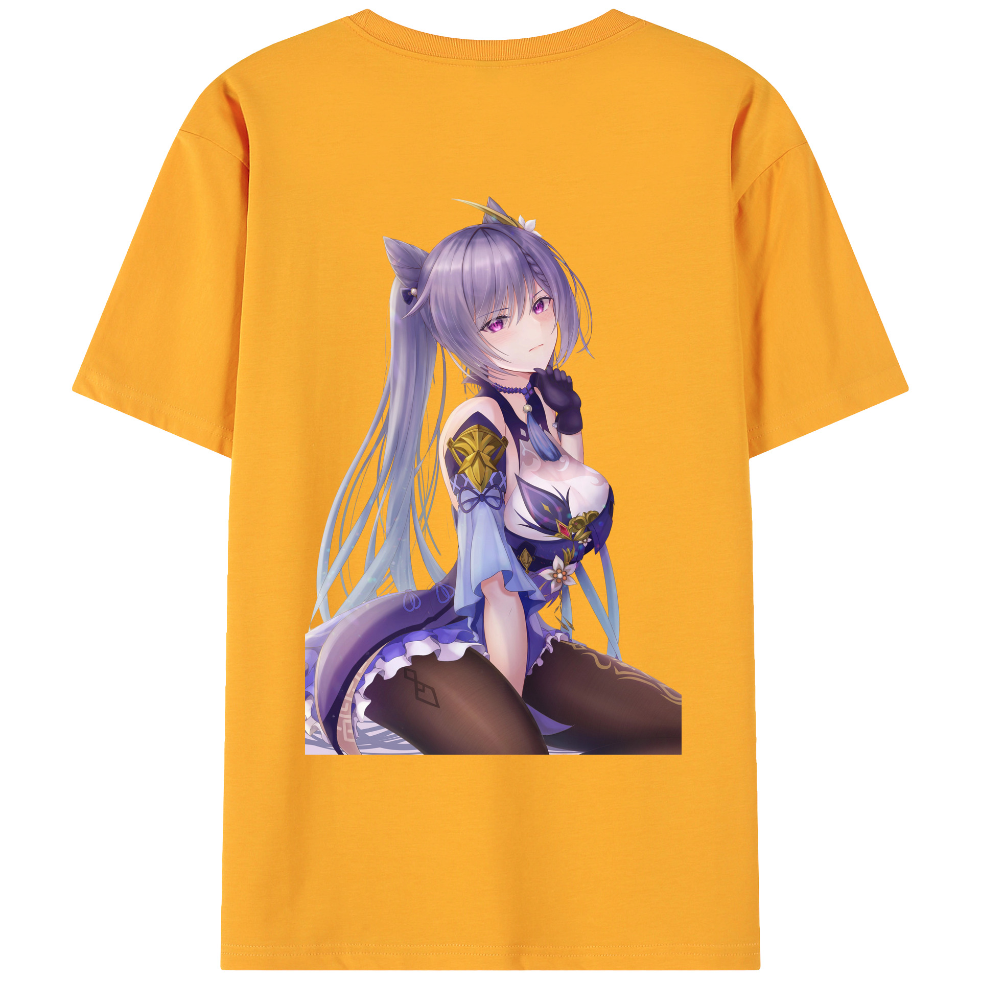 げんし神 刻晴 こくせい genshin Kokusei 綿100％ メンズ半袖Tシャツ（バックプリント） 通気性