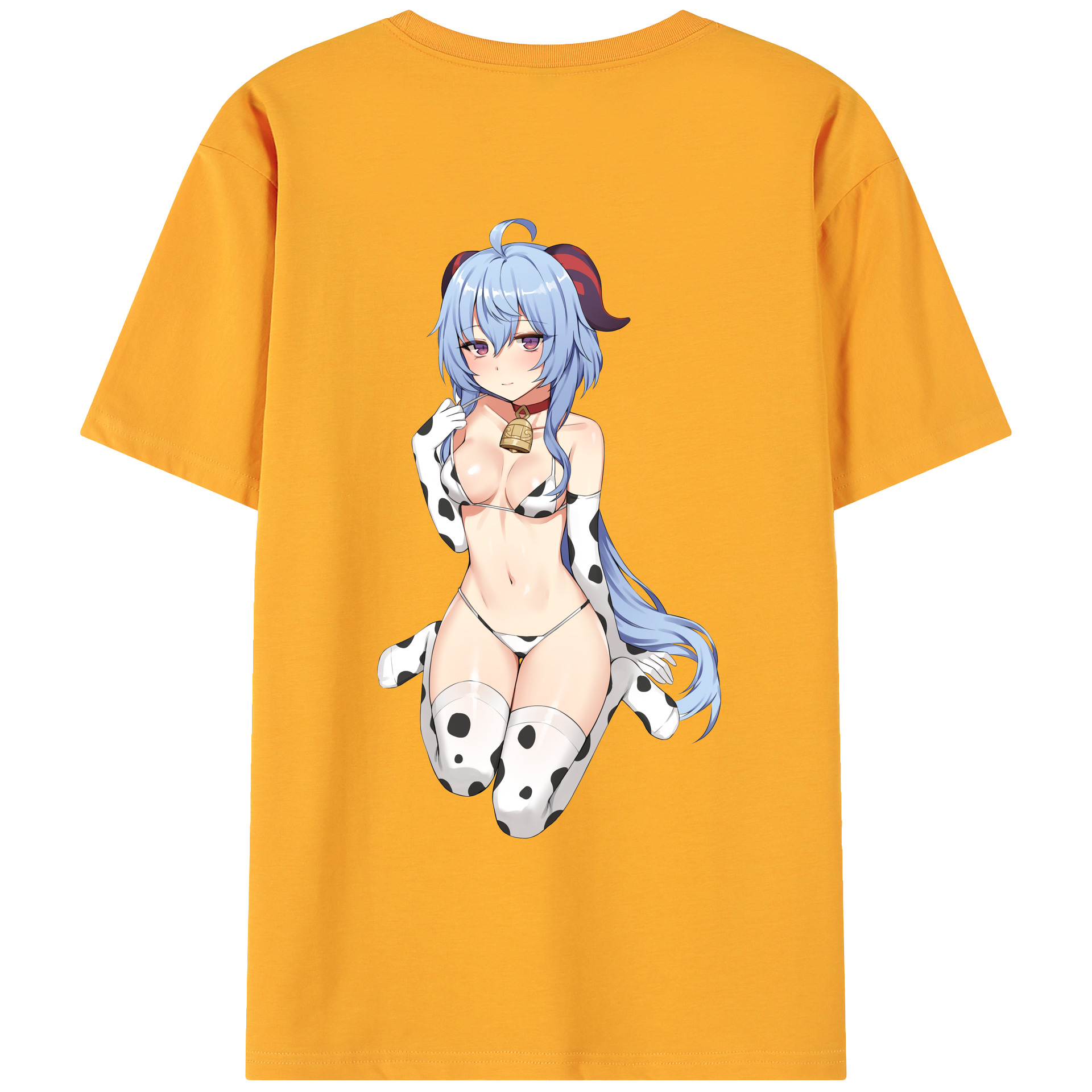 げんし神 甘雨 かんう genshin Ganyu 綿100％ メンズ半袖Tシャツ（バックプリント） 通気性