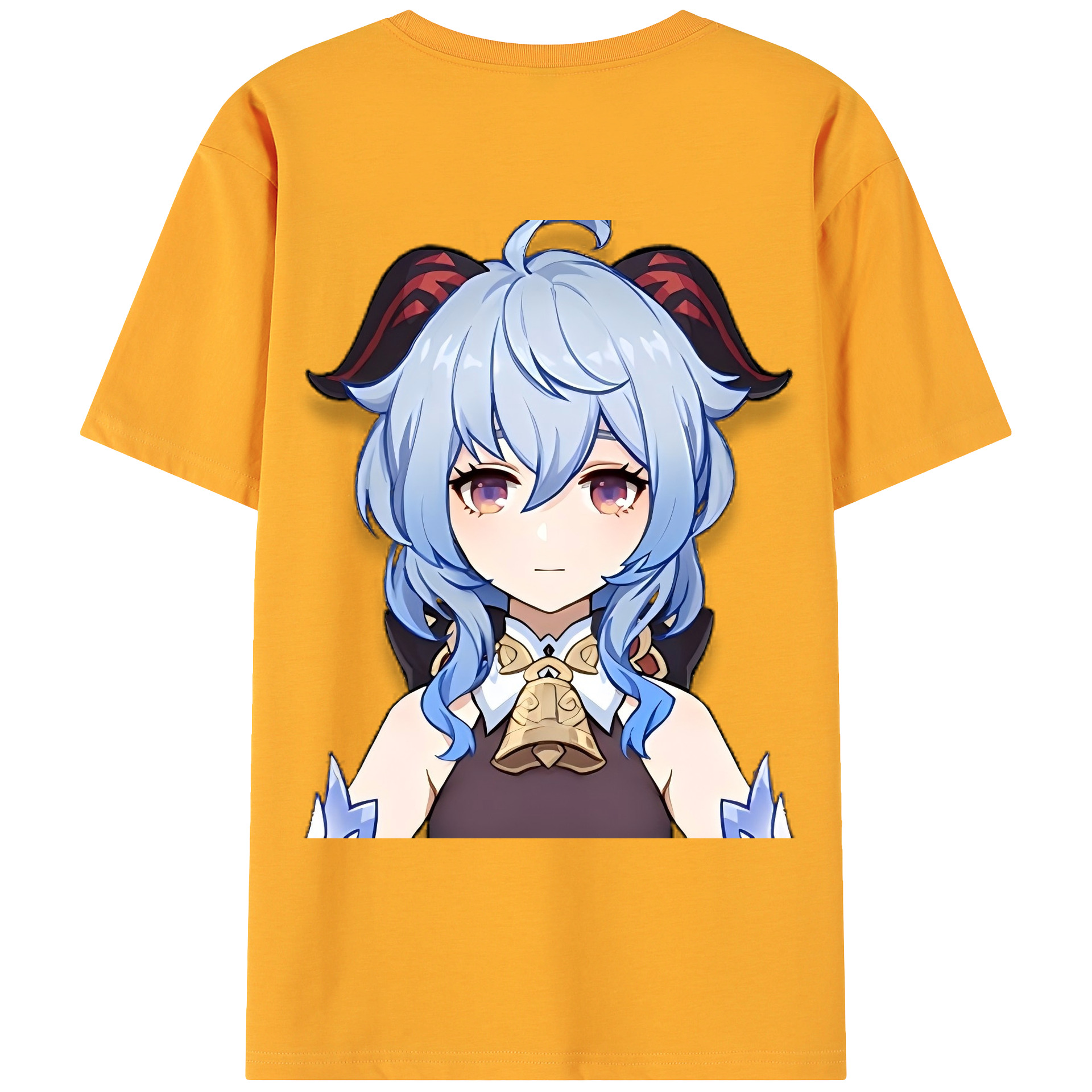 げんし神 甘雨 かんう genshin Ganyu 綿100％ メンズ半袖Tシャツ（バックプリント） 通気性