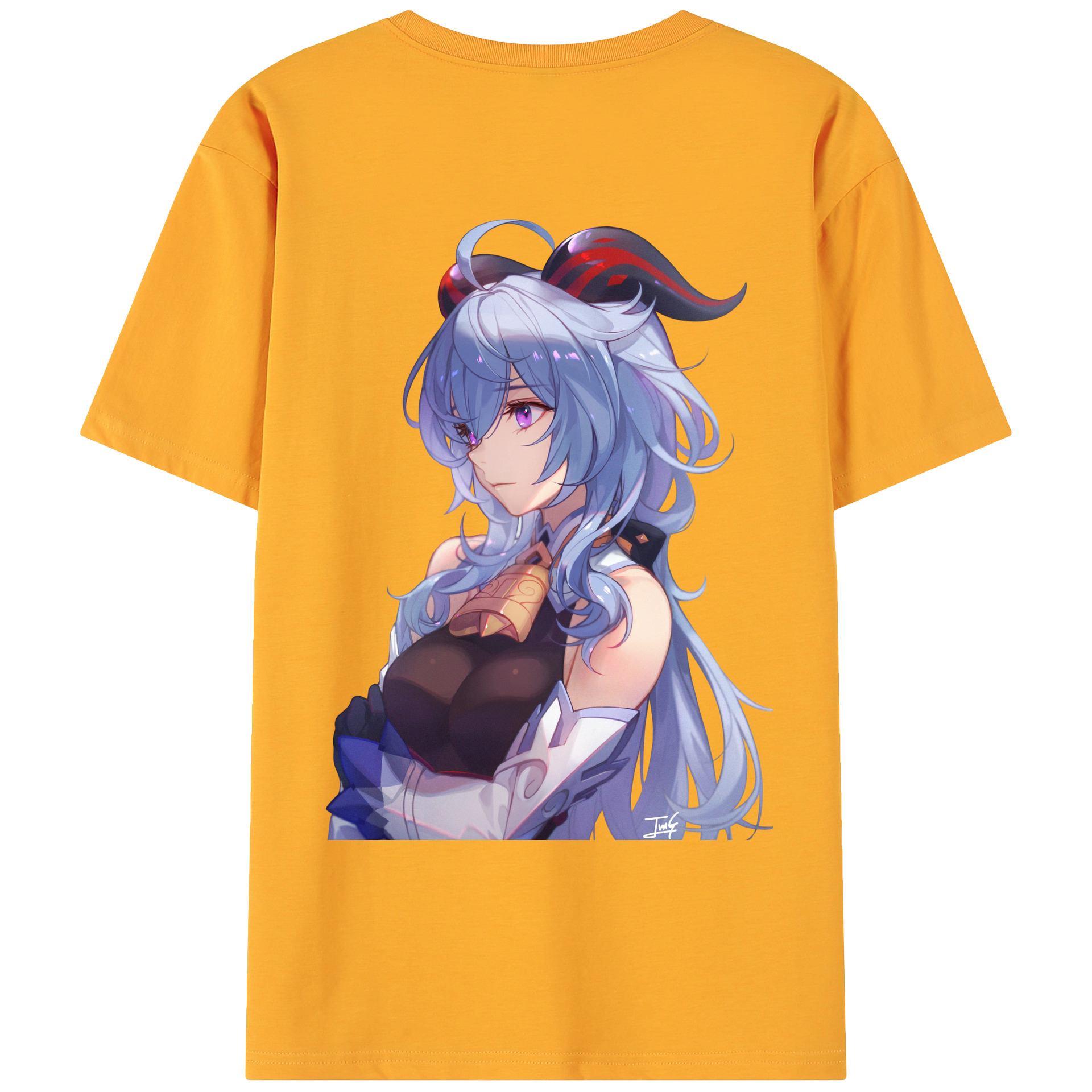 げんし神 甘雨 かんう genshin Ganyu 綿100％ メンズ半袖Tシャツ（バックプリント） 通気性