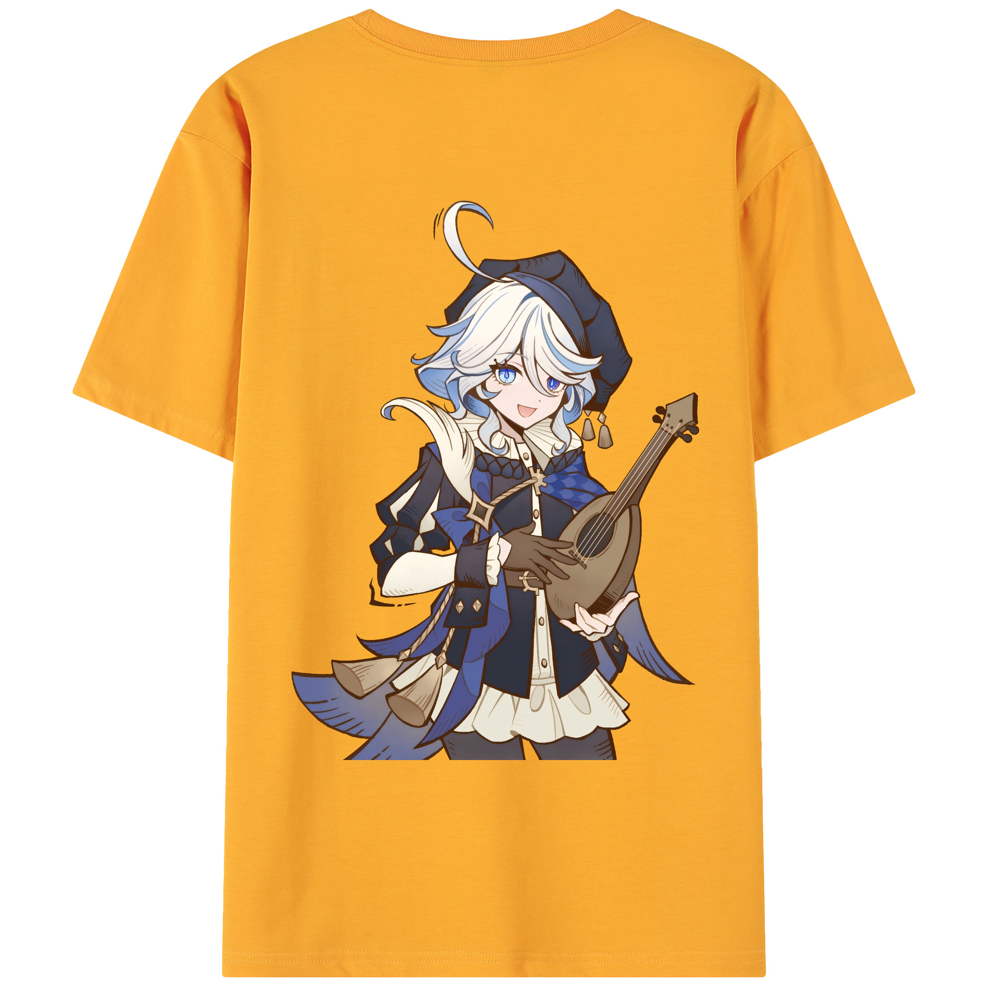 げんし神 フリーナ genshin Furina 綿100％ メンズ半袖Tシャツ（バックプリント） 通気性