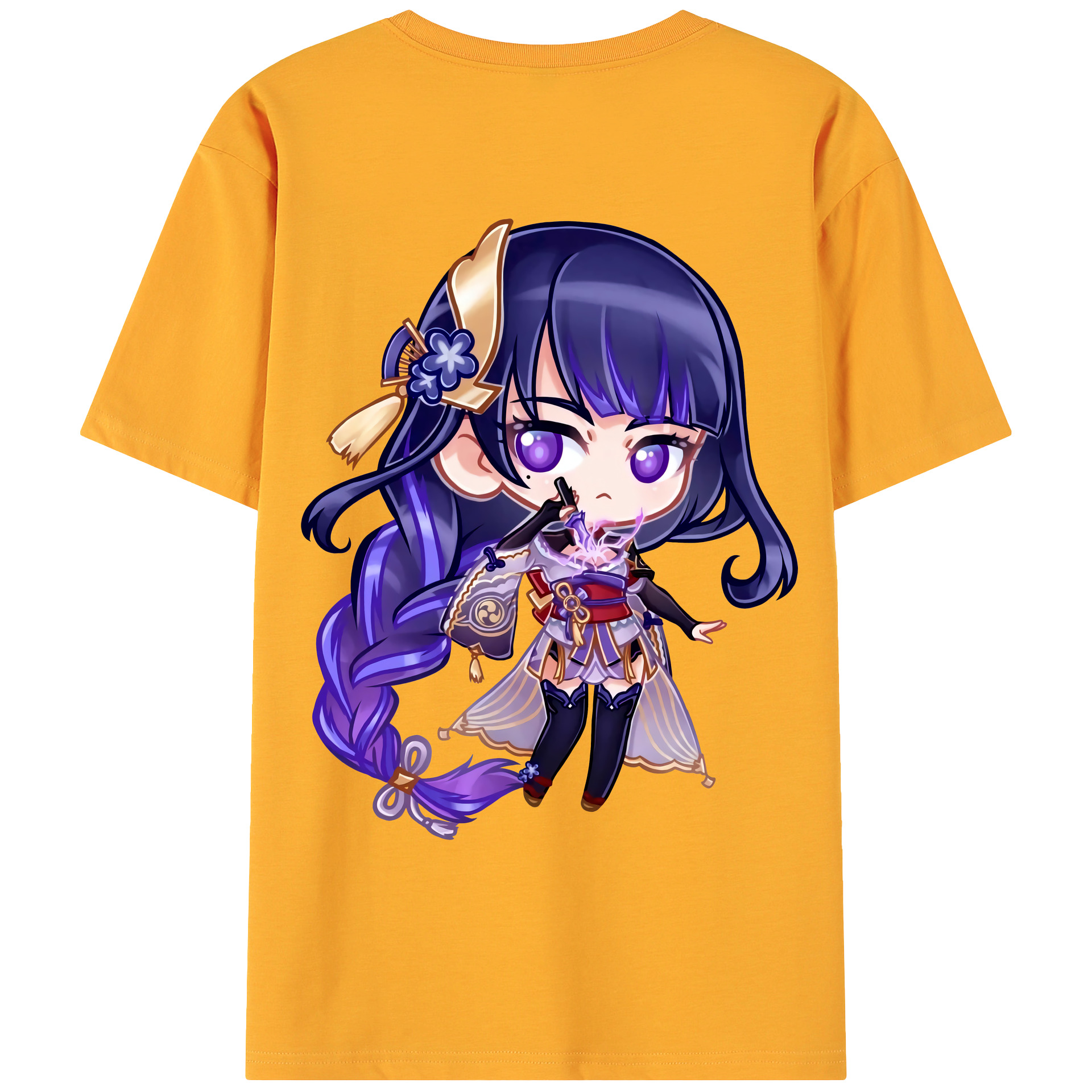 げんし神 雷電将軍 らいでんしょうぐん genshin Raiden Shogun 綿100％ メンズ半袖Tシャツ（バックプリント） 通気性