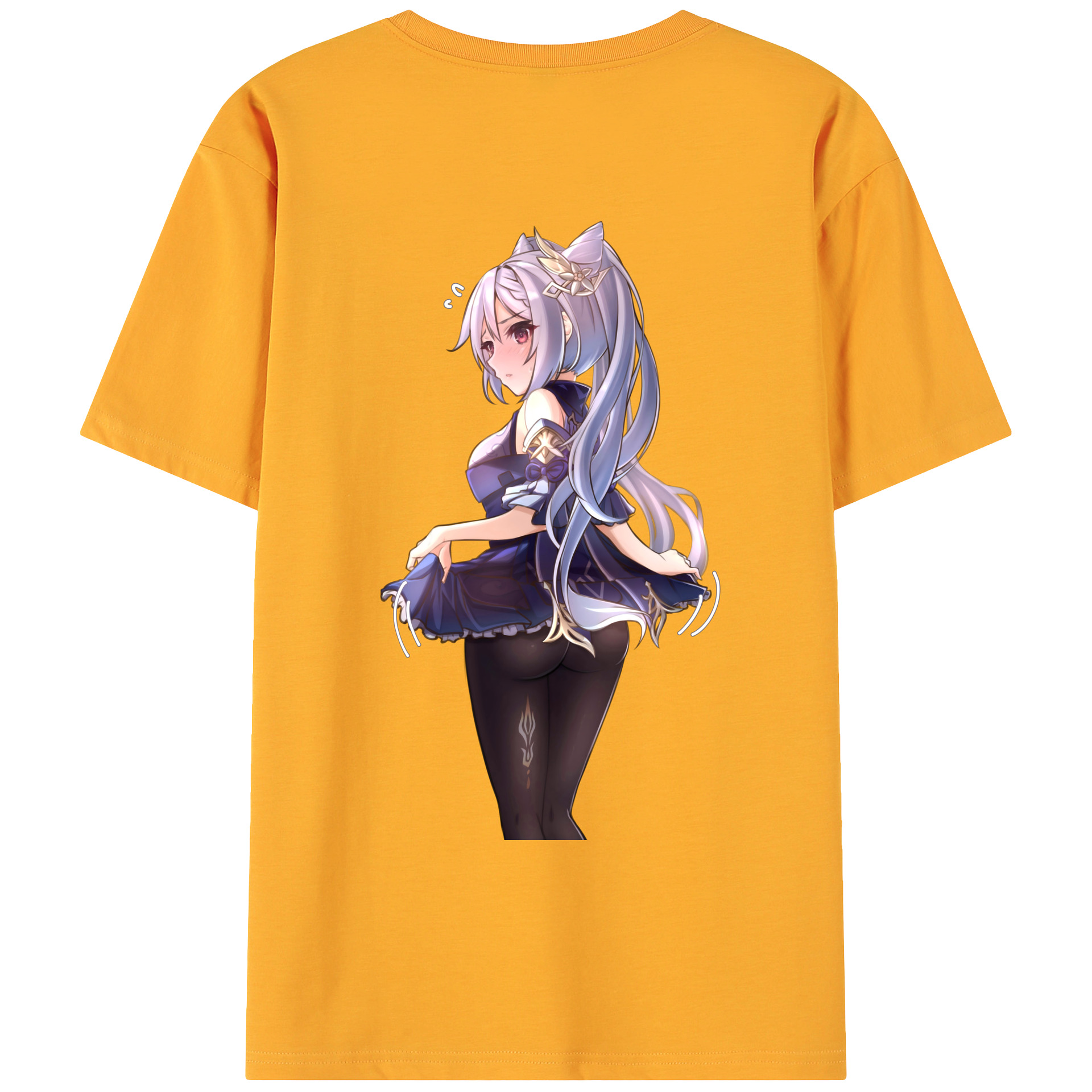 げんし神 刻晴 こくせい genshin Kokusei 綿100％ メンズ半袖Tシャツ（バックプリント） 通気性
