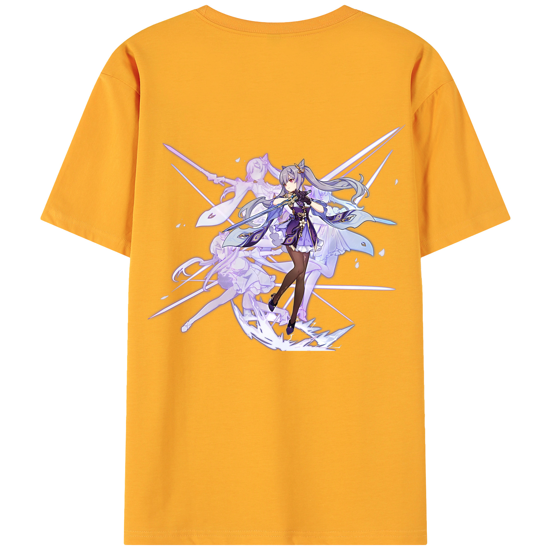 げんし神 刻晴 こくせい genshin Kokusei 綿100％ メンズ半袖Tシャツ（バックプリント） 通気性