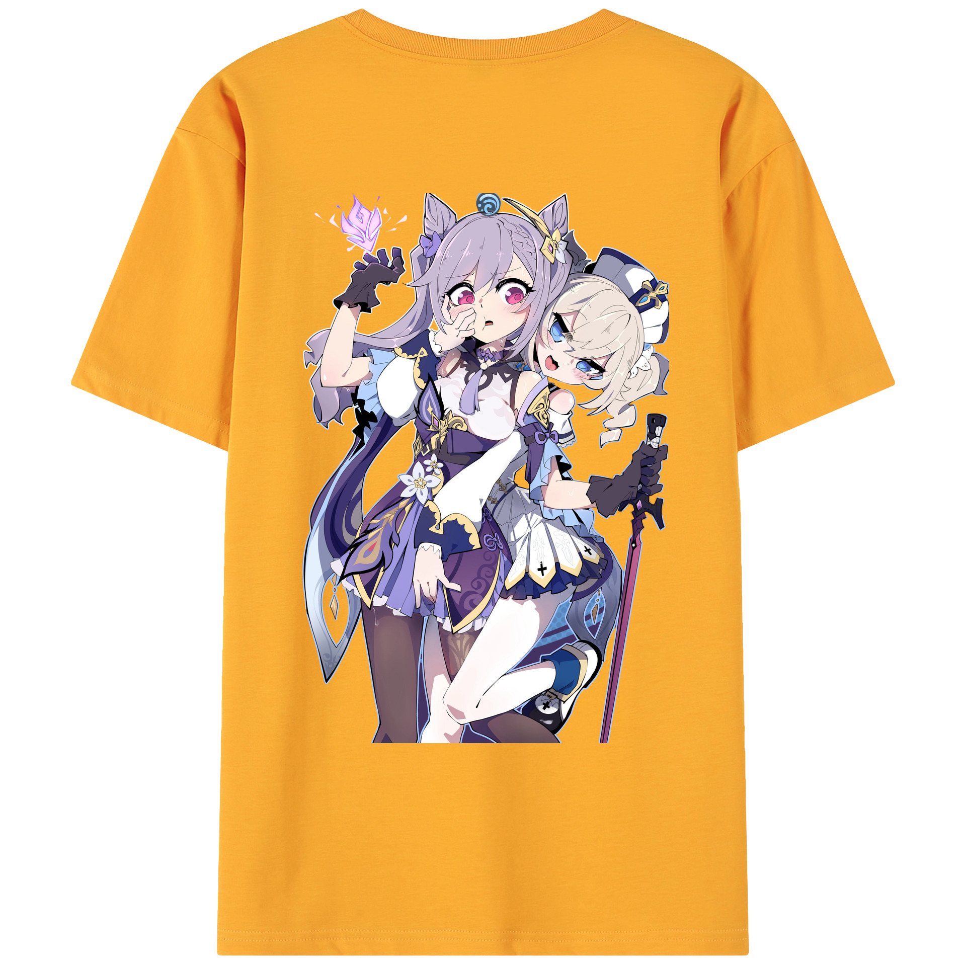 げんし神 刻晴 こくせい genshin Kokusei 綿100％ メンズ半袖Tシャツ（バックプリント） 通気性