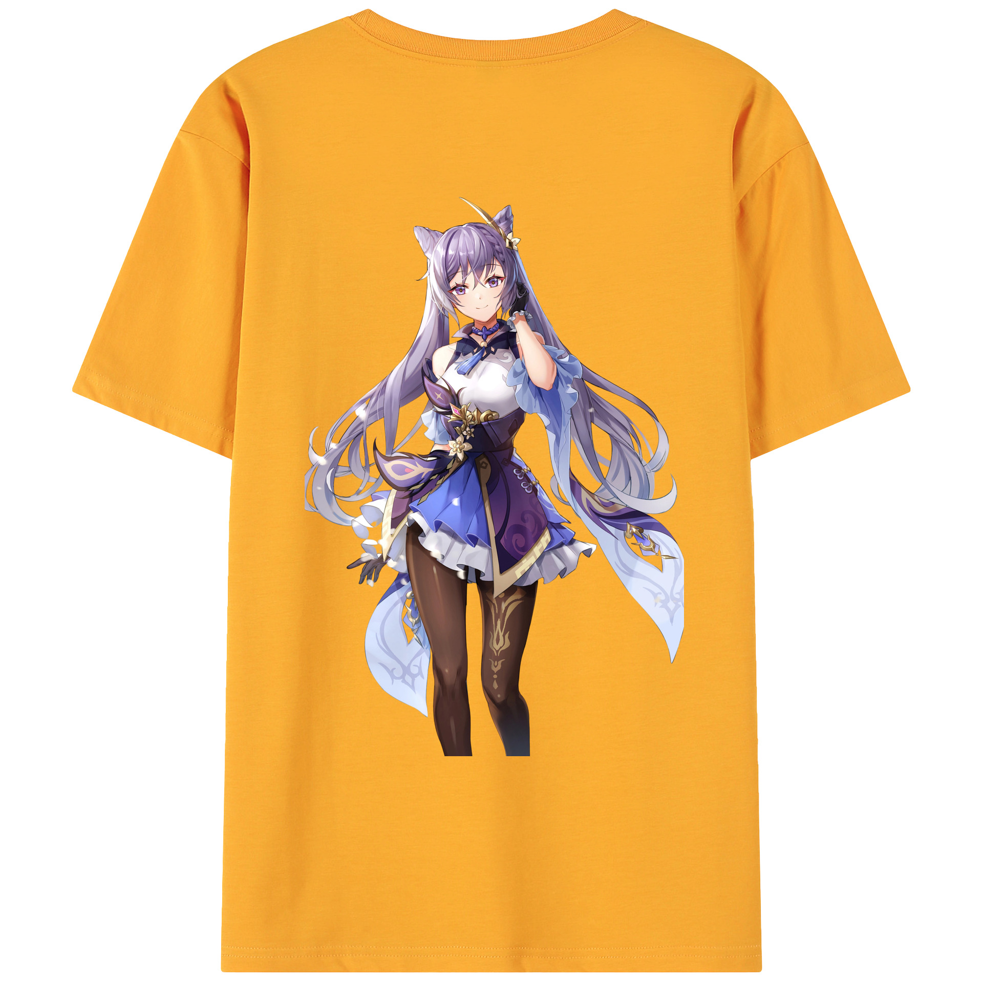 げんし神 刻晴 こくせい genshin Kokusei 綿100％ メンズ半袖Tシャツ（バックプリント） 通気性