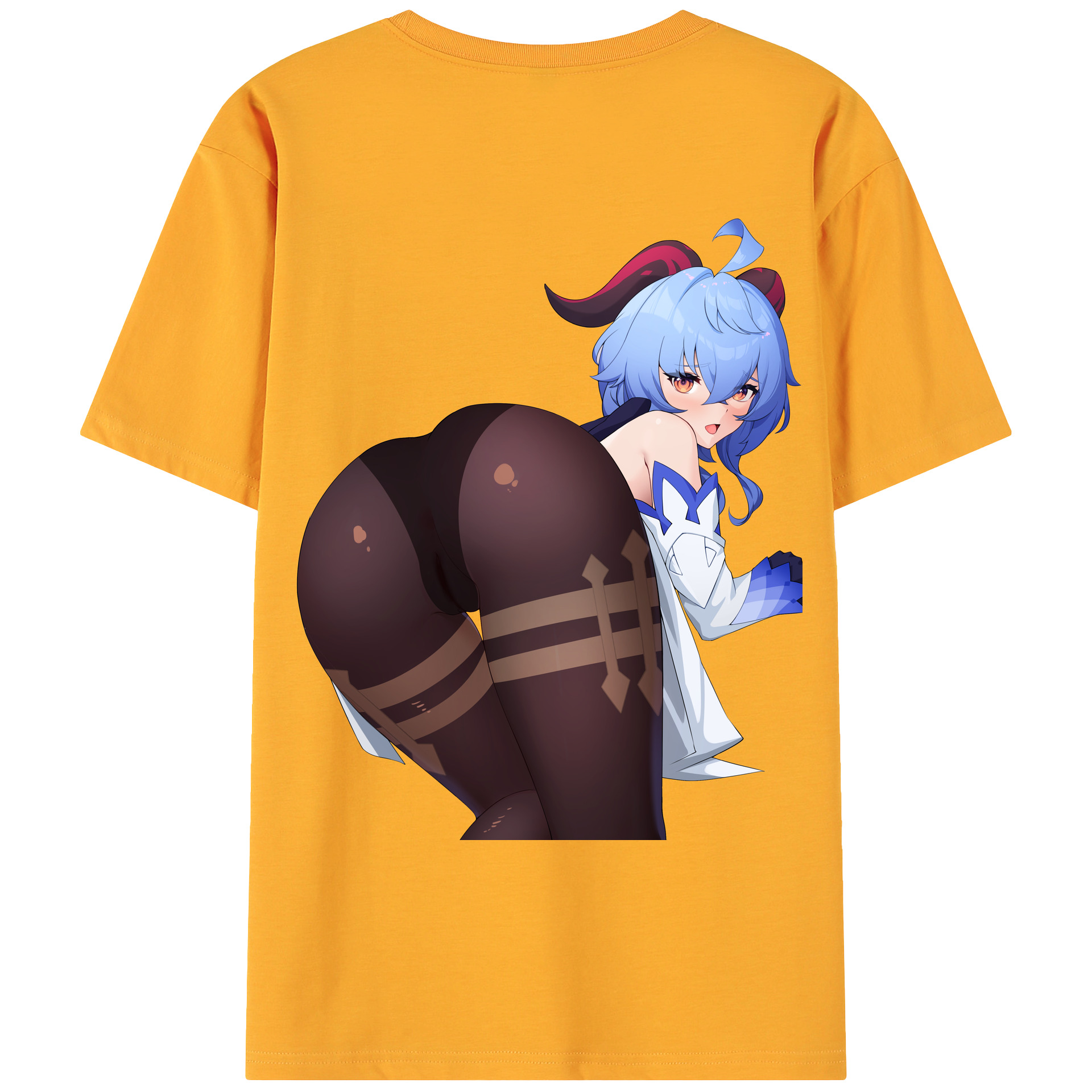 げんし神 甘雨 かんう genshin Ganyu 綿100％ メンズ半袖Tシャツ（バックプリント） 通気性
