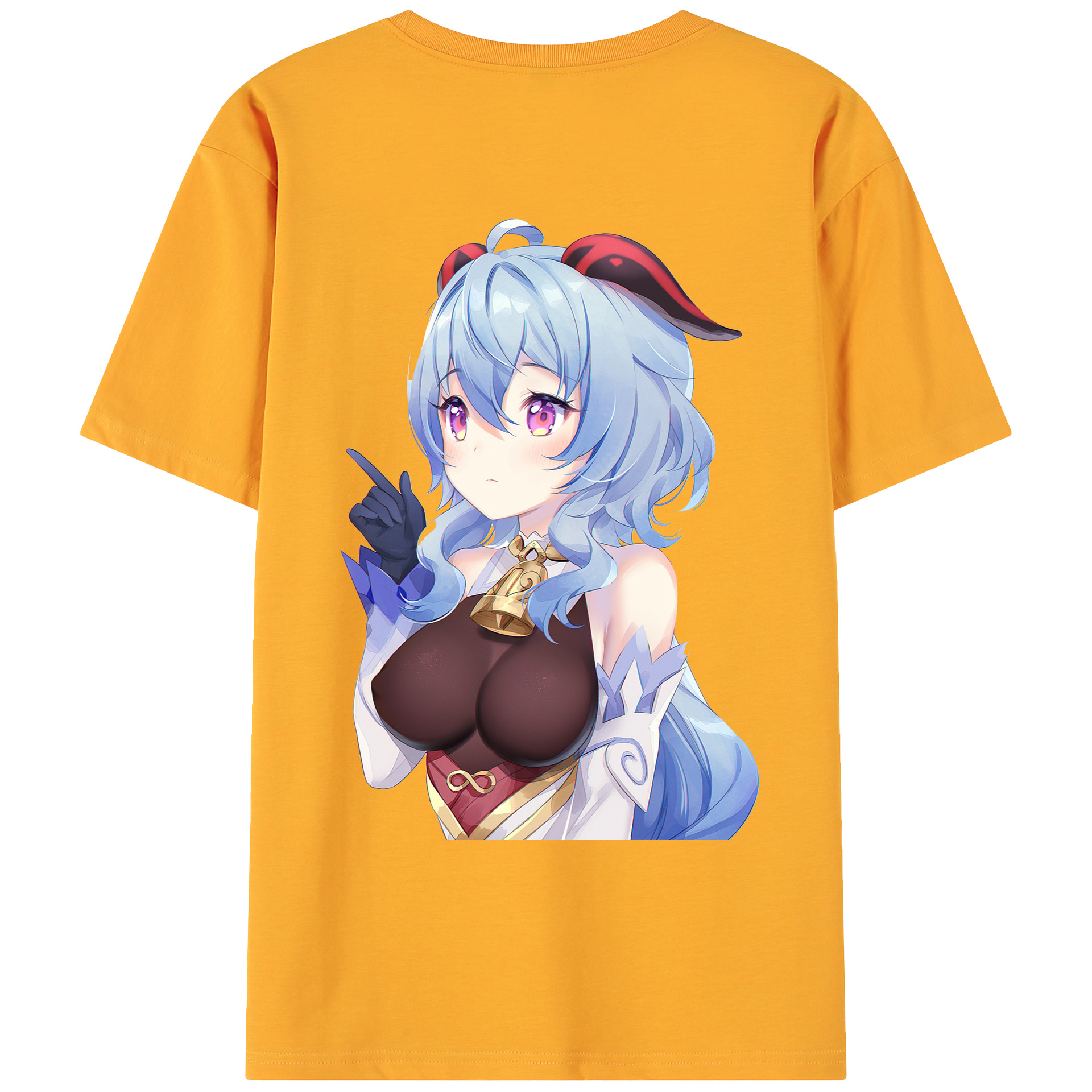 げんし神 甘雨 かんう genshin Ganyu 綿100％ メンズ半袖Tシャツ（バックプリント） 通気性