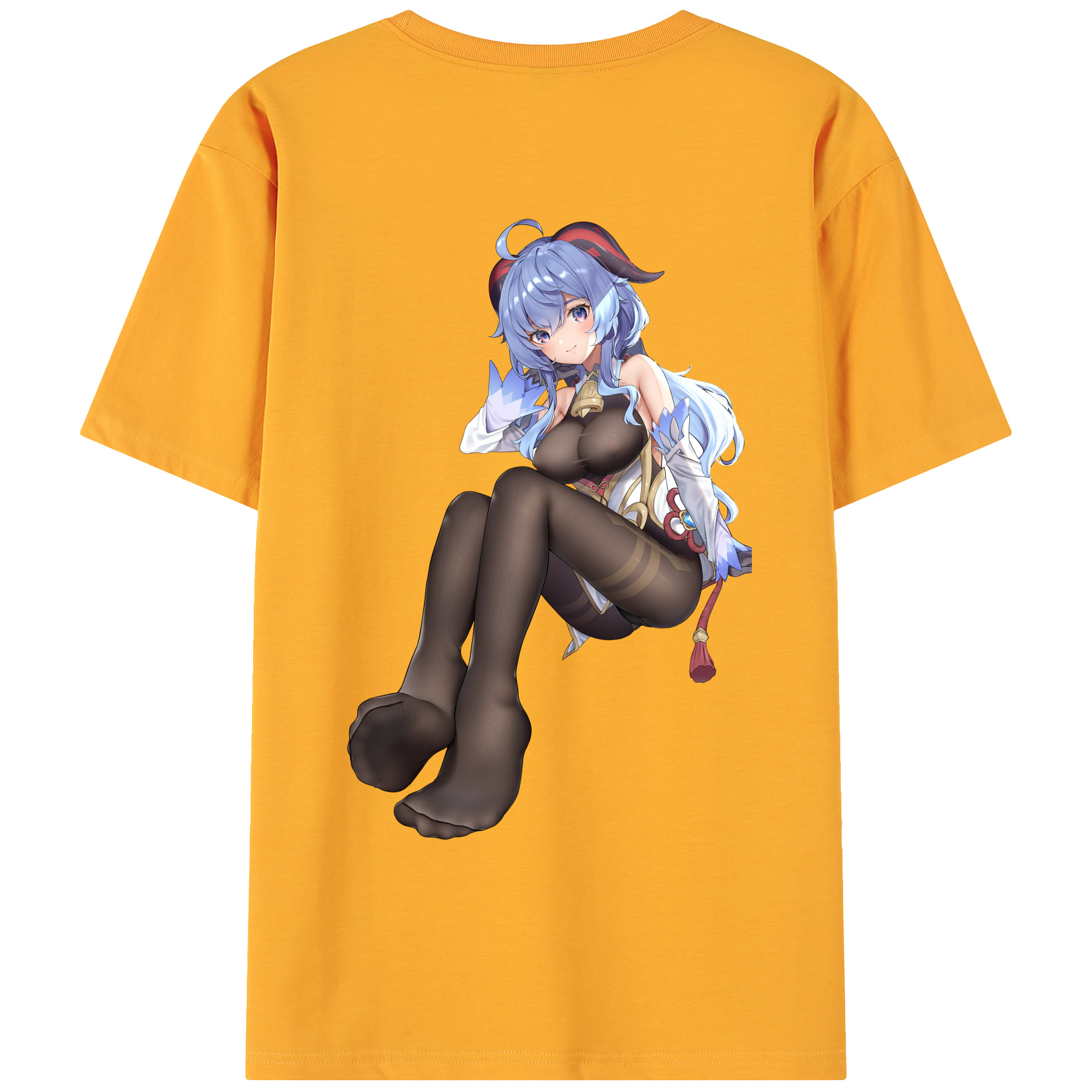 げんし神 甘雨 かんう genshin Ganyu 綿100％ メンズ半袖Tシャツ（バックプリント） 通気性