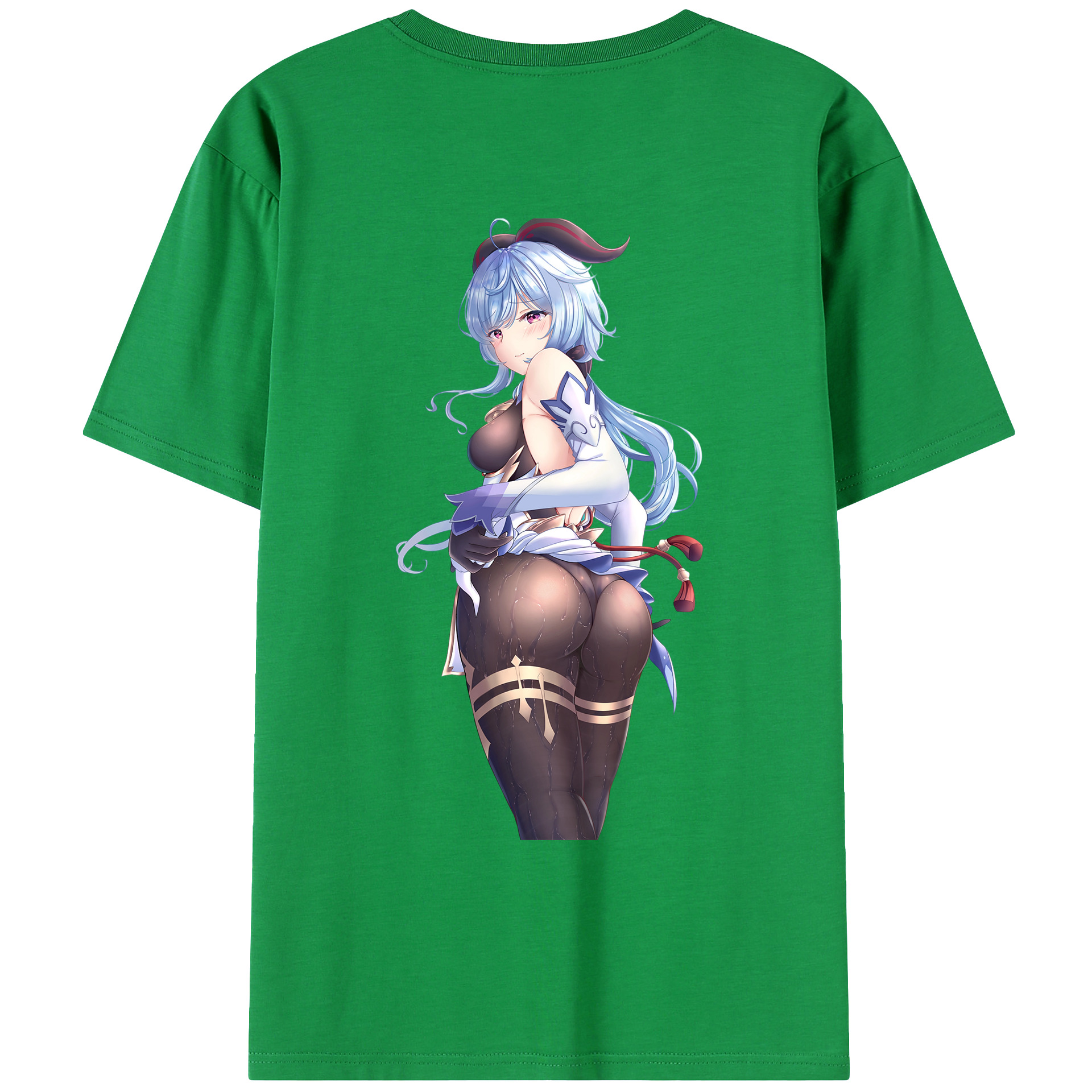 げんし神 甘雨 かんう genshin Ganyu 綿100％ メンズ半袖Tシャツ（バックプリント） 通気性