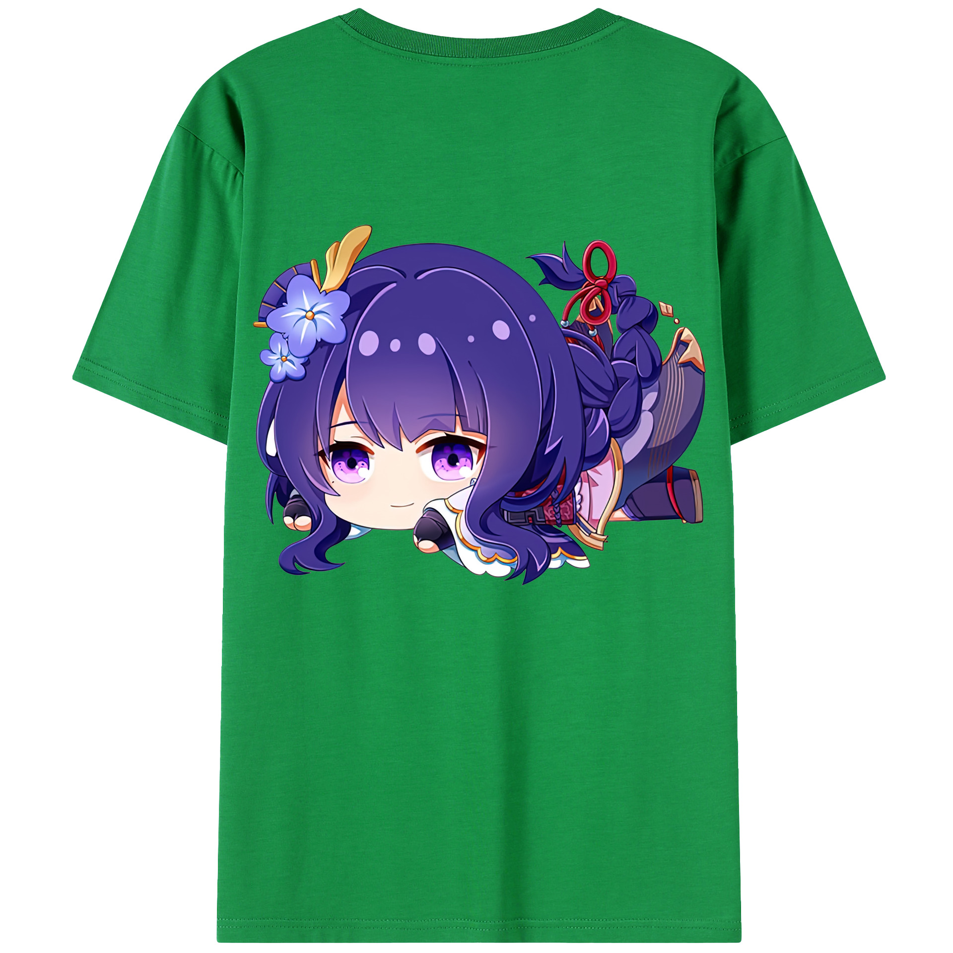 げんし神 雷電将軍 らいでんしょうぐん genshin Raiden Shogun 綿100％ メンズ半袖Tシャツ（バックプリント） 通気性