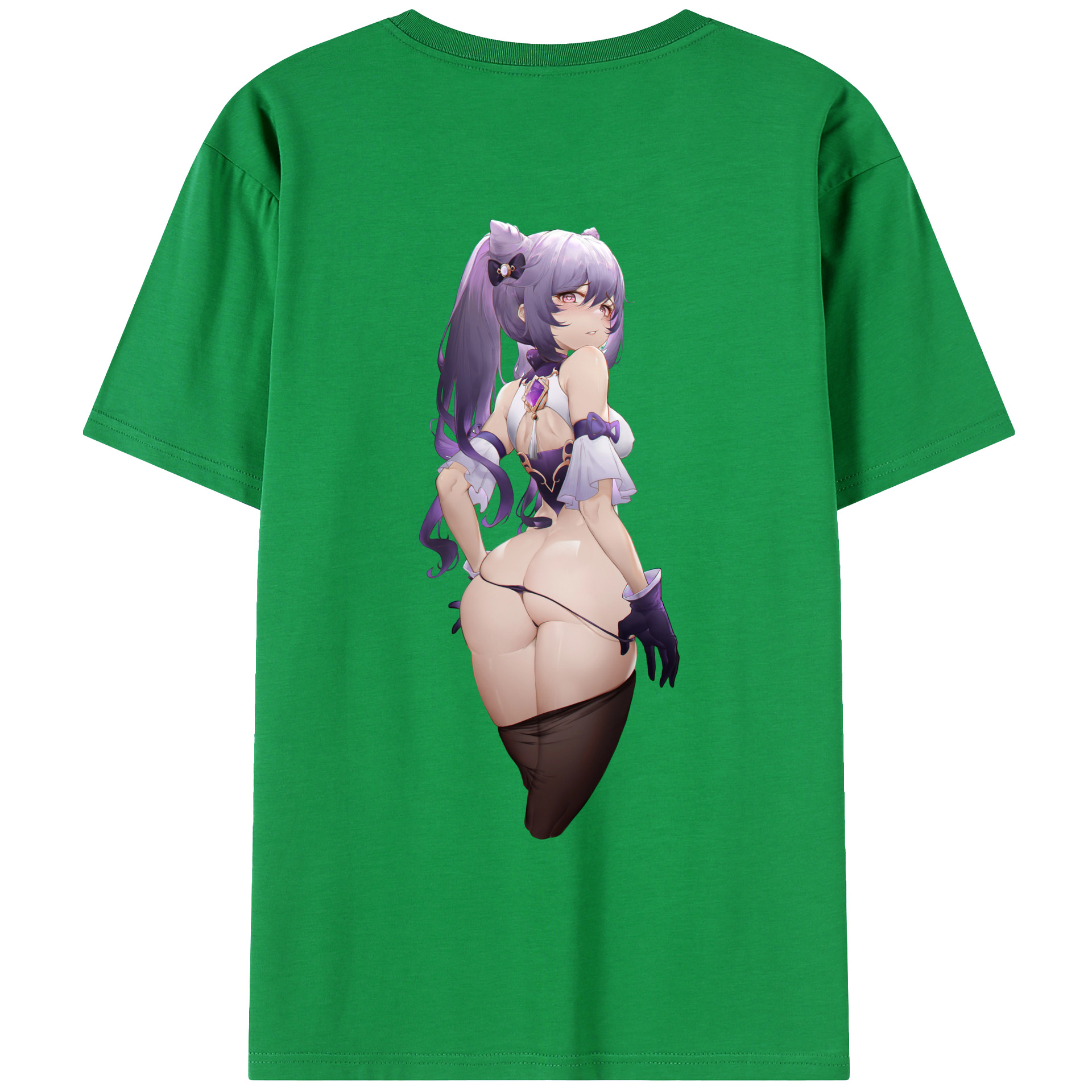 げんし神 刻晴 こくせい genshin Kokusei 綿100％ メンズ半袖Tシャツ（バックプリント） 通気性