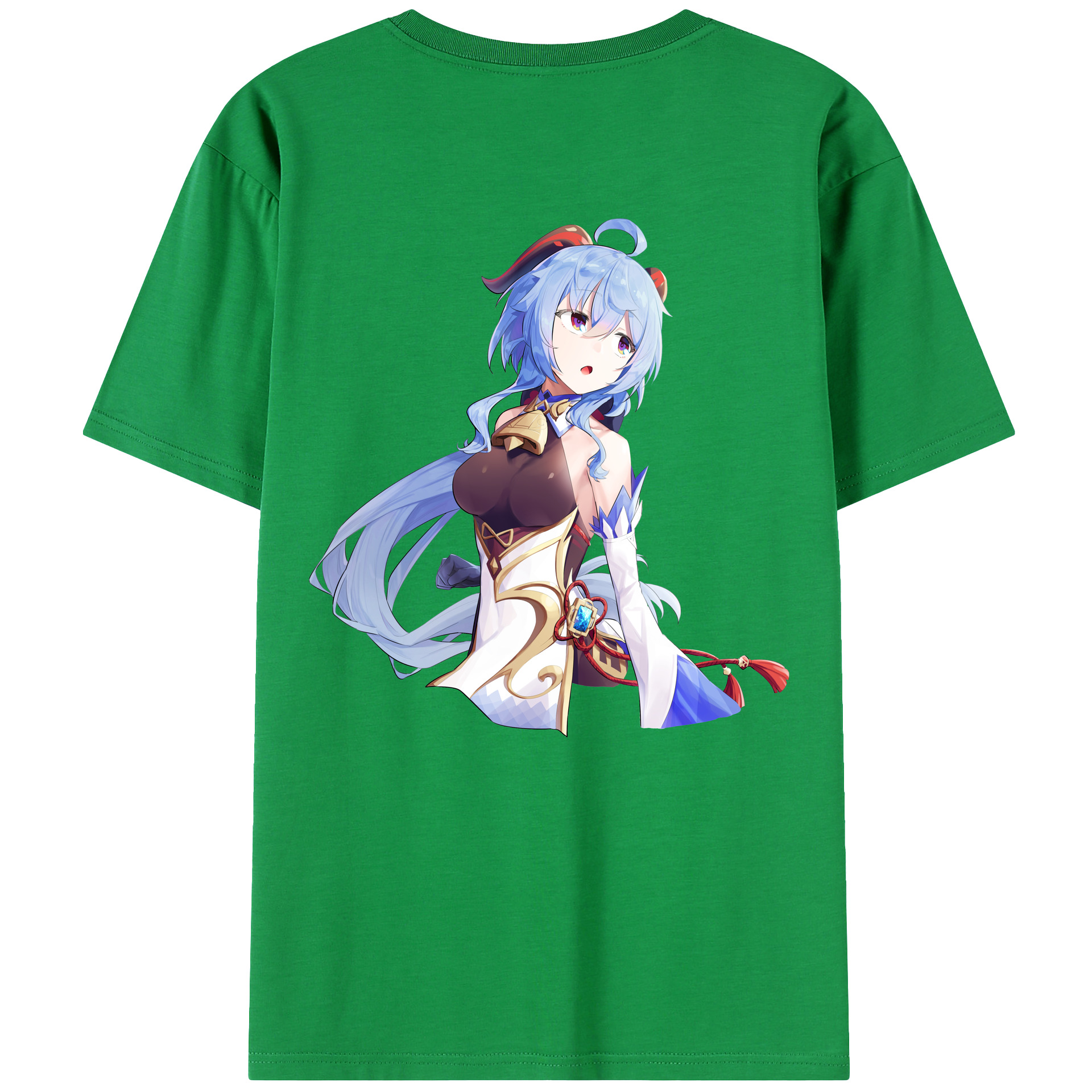 げんし神 甘雨 かんう genshin Ganyu 綿100％ メンズ半袖Tシャツ（バックプリント） 通気性