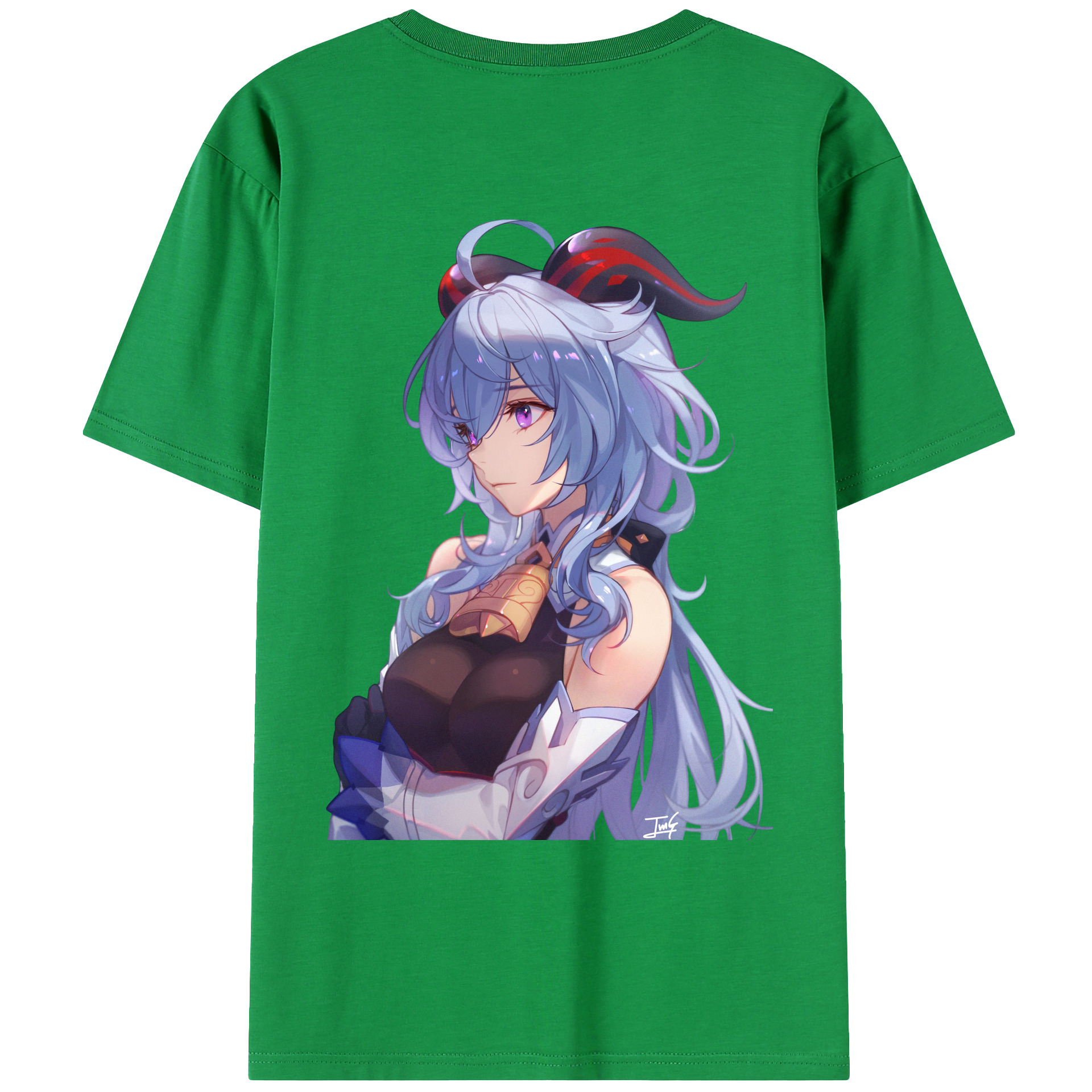 げんし神 甘雨 かんう genshin Ganyu 綿100％ メンズ半袖Tシャツ（バックプリント） 通気性
