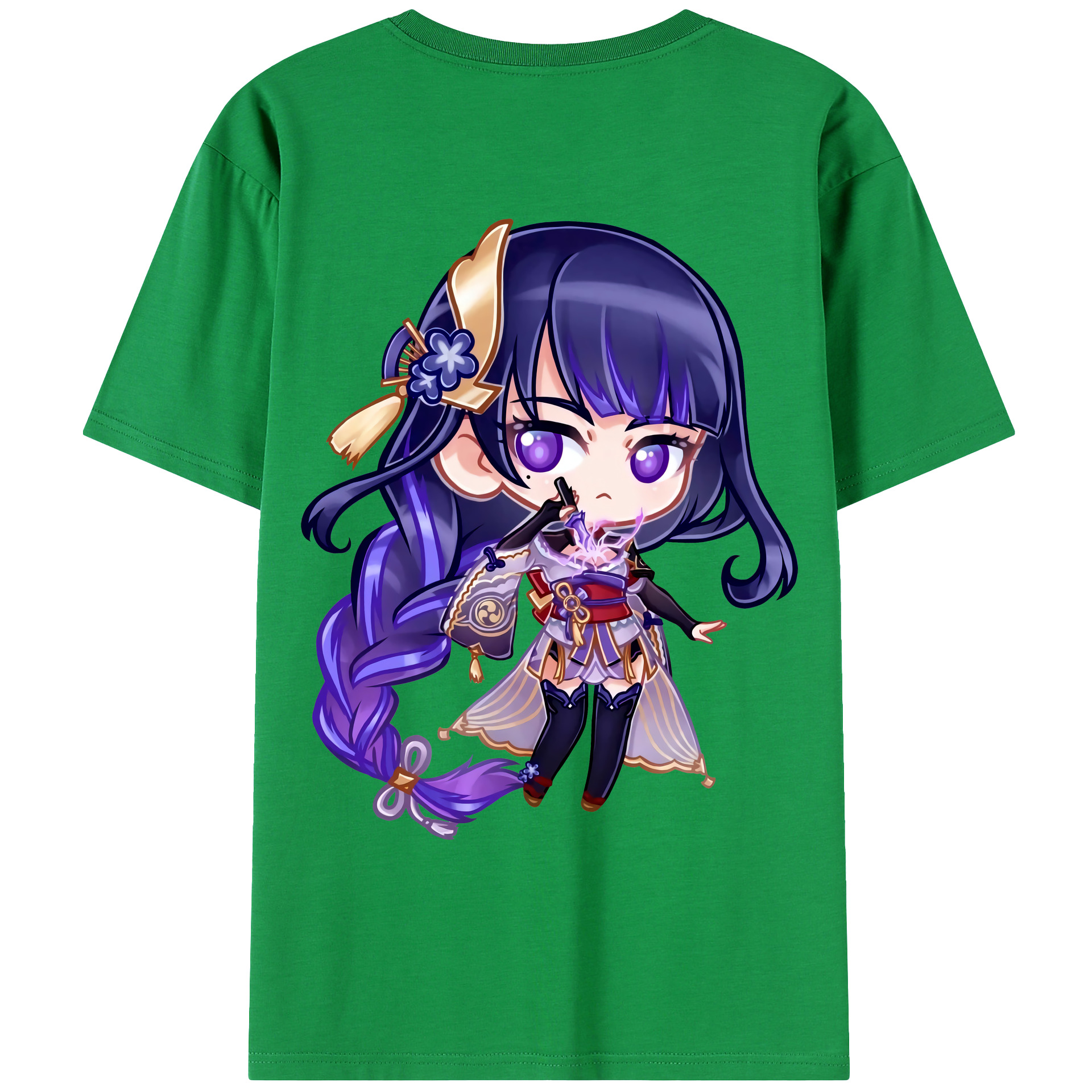 げんし神 雷電将軍 らいでんしょうぐん genshin Raiden Shogun 綿100％ メンズ半袖Tシャツ（バックプリント） 通気性