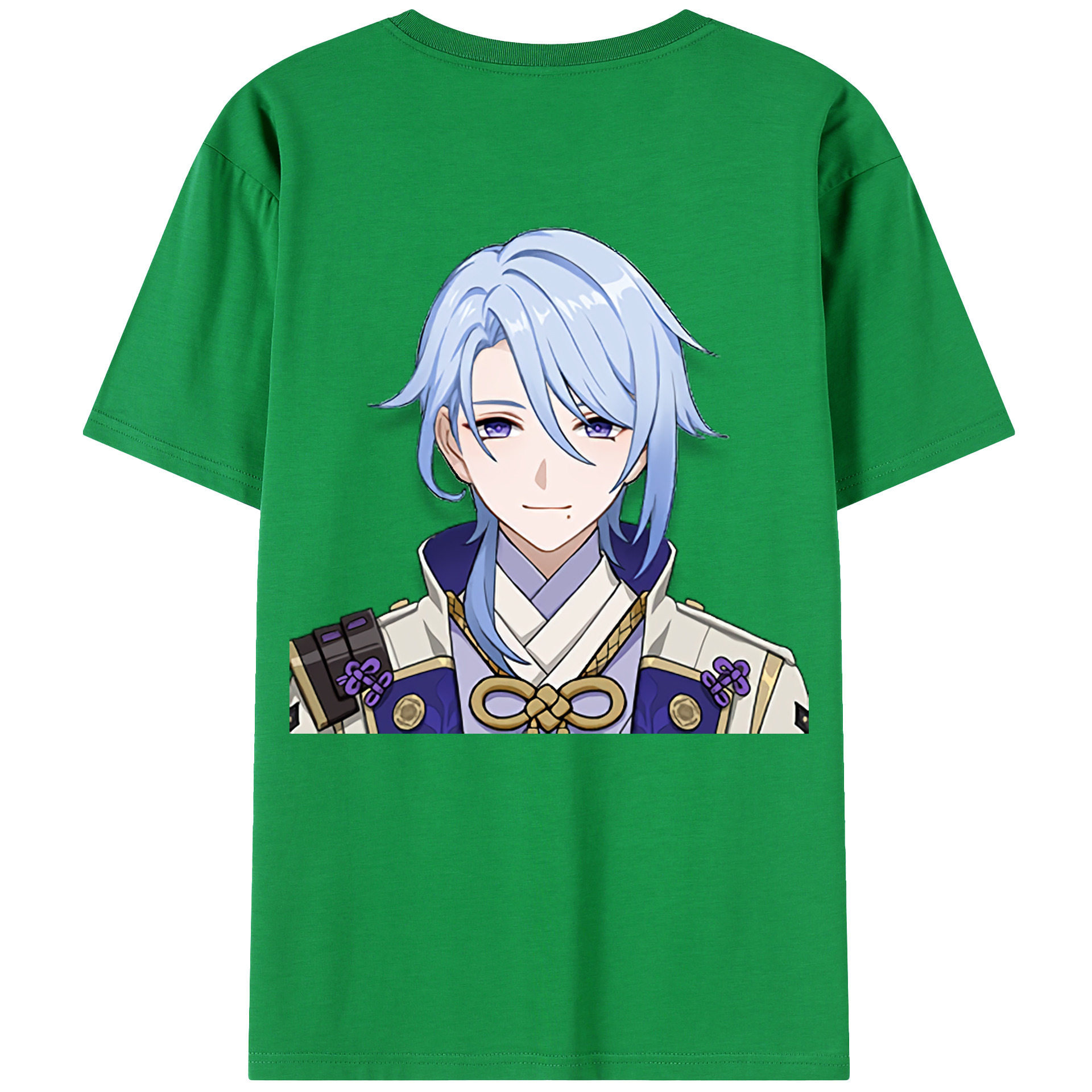 げんし神 神里綾人 かみさとあやと genshin Kamisato Ayato 綿100％ メンズ半袖Tシャツ（バックプリント） 通気性