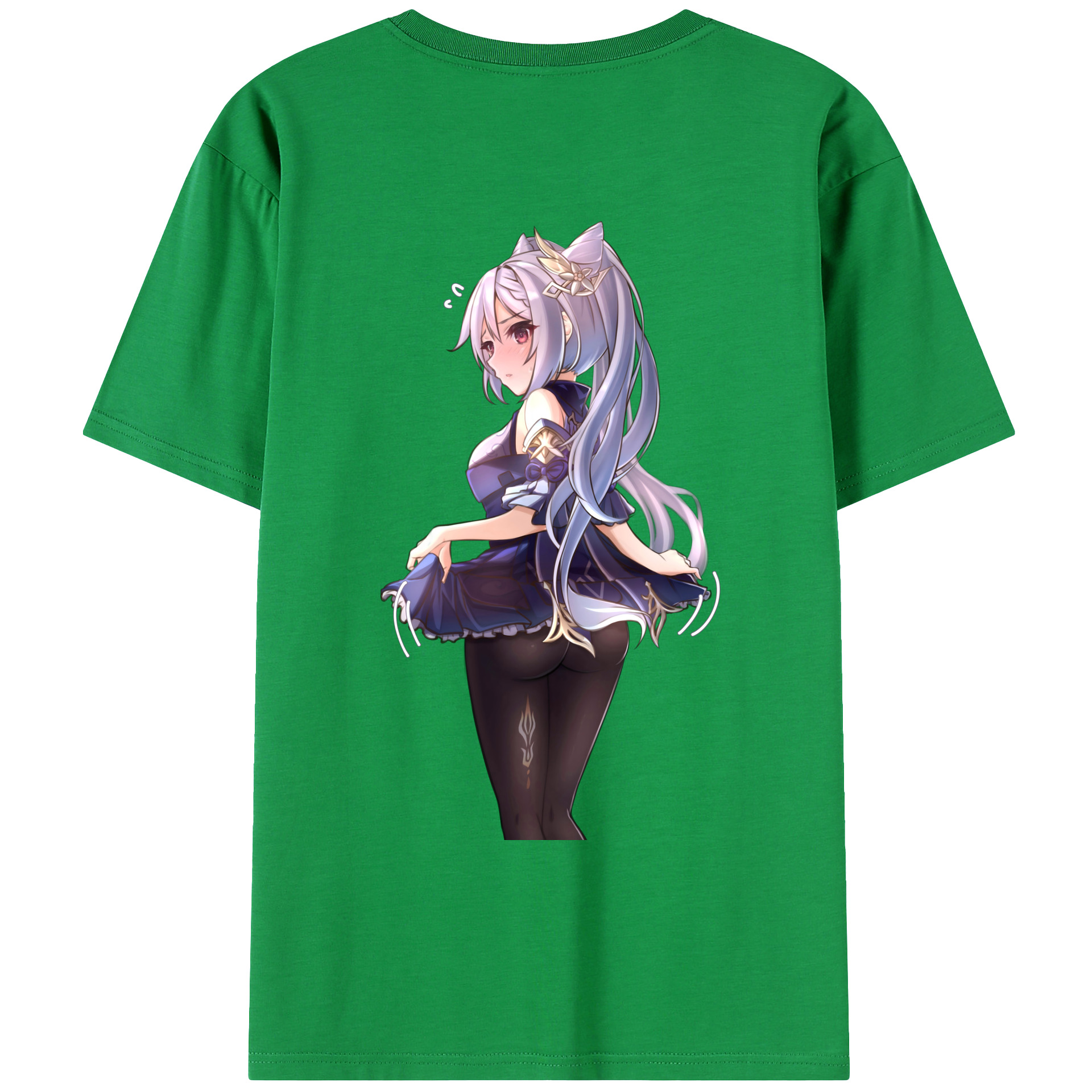 げんし神 刻晴 こくせい genshin Kokusei 綿100％ メンズ半袖Tシャツ（バックプリント） 通気性