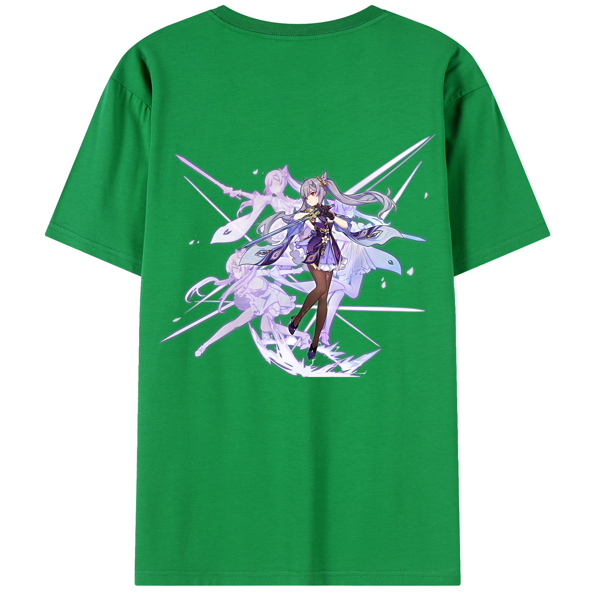 げんし神 刻晴 こくせい genshin Kokusei 綿100％ メンズ半袖Tシャツ（バックプリント） 通気性
