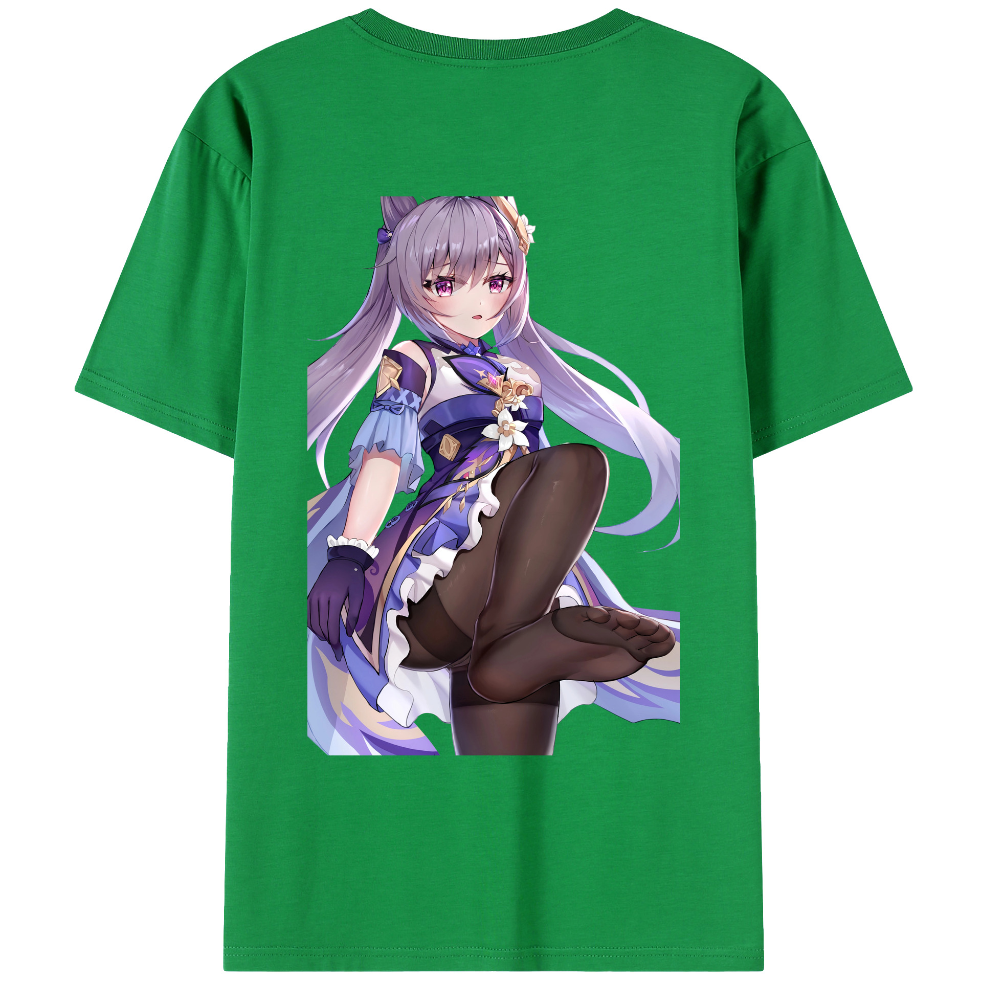 げんし神 刻晴 こくせい genshin Kokusei 綿100％ メンズ半袖Tシャツ（バックプリント） 通気性