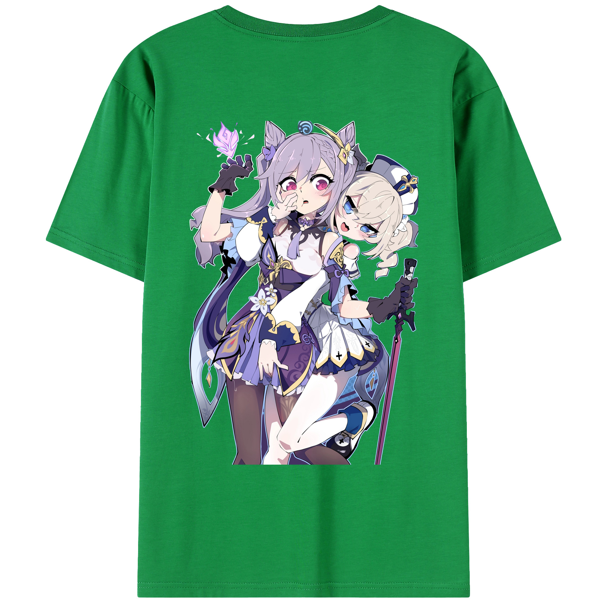 げんし神 刻晴 こくせい genshin Kokusei 綿100％ メンズ半袖Tシャツ（バックプリント） 通気性