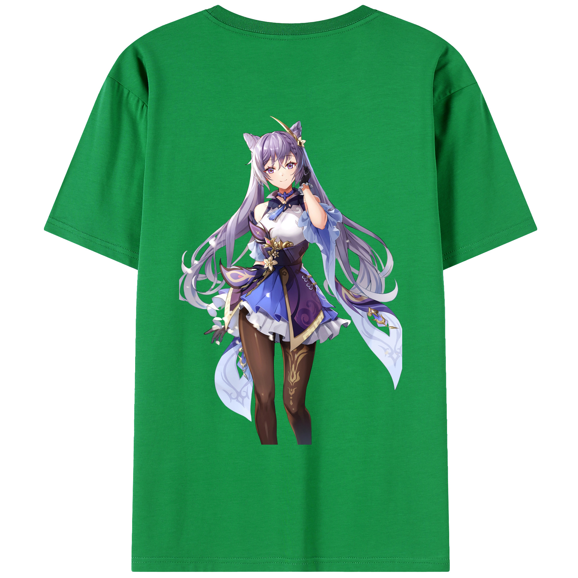 げんし神 刻晴 こくせい genshin Kokusei 綿100％ メンズ半袖Tシャツ（バックプリント） 通気性