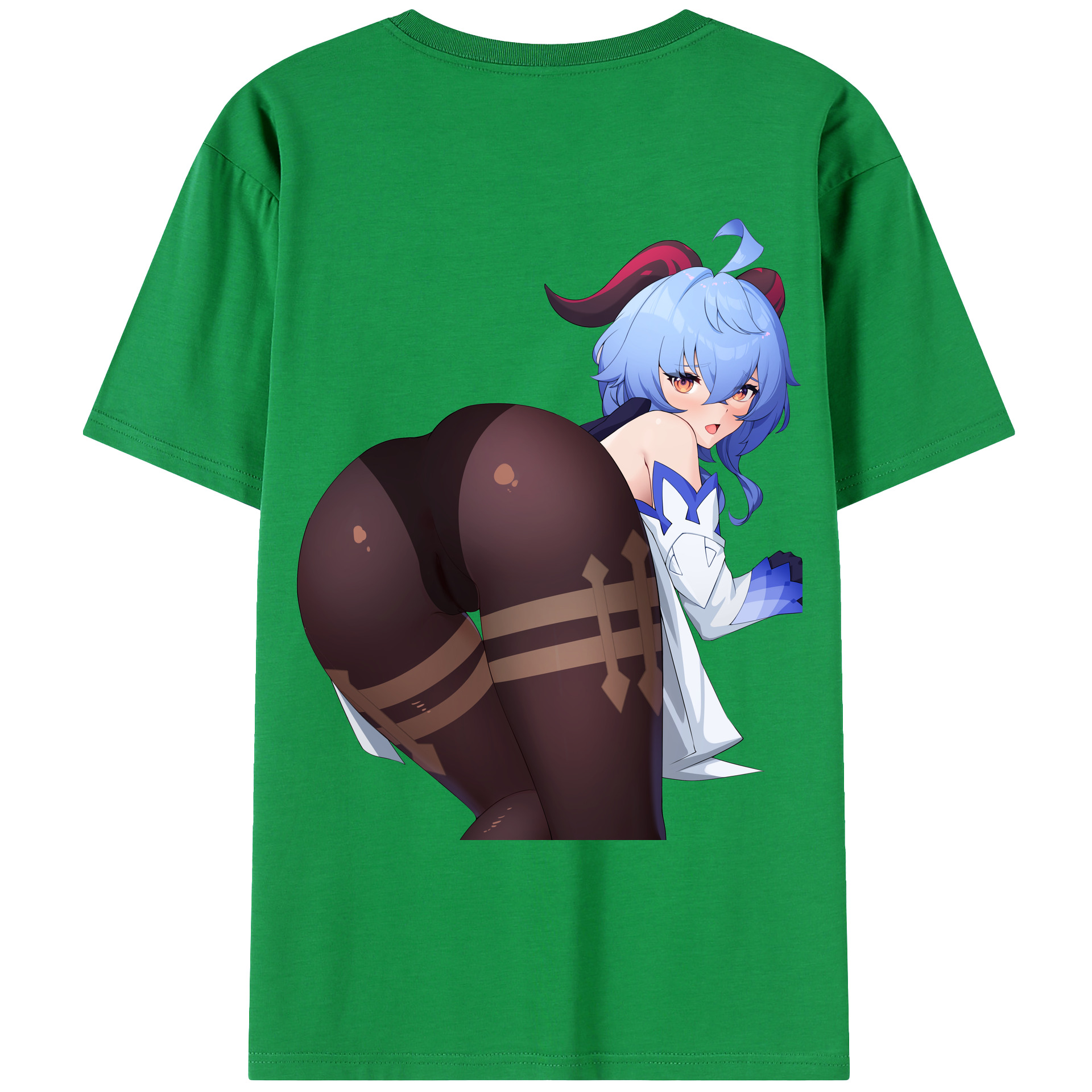 げんし神 甘雨 かんう genshin Ganyu 綿100％ メンズ半袖Tシャツ（バックプリント） 通気性
