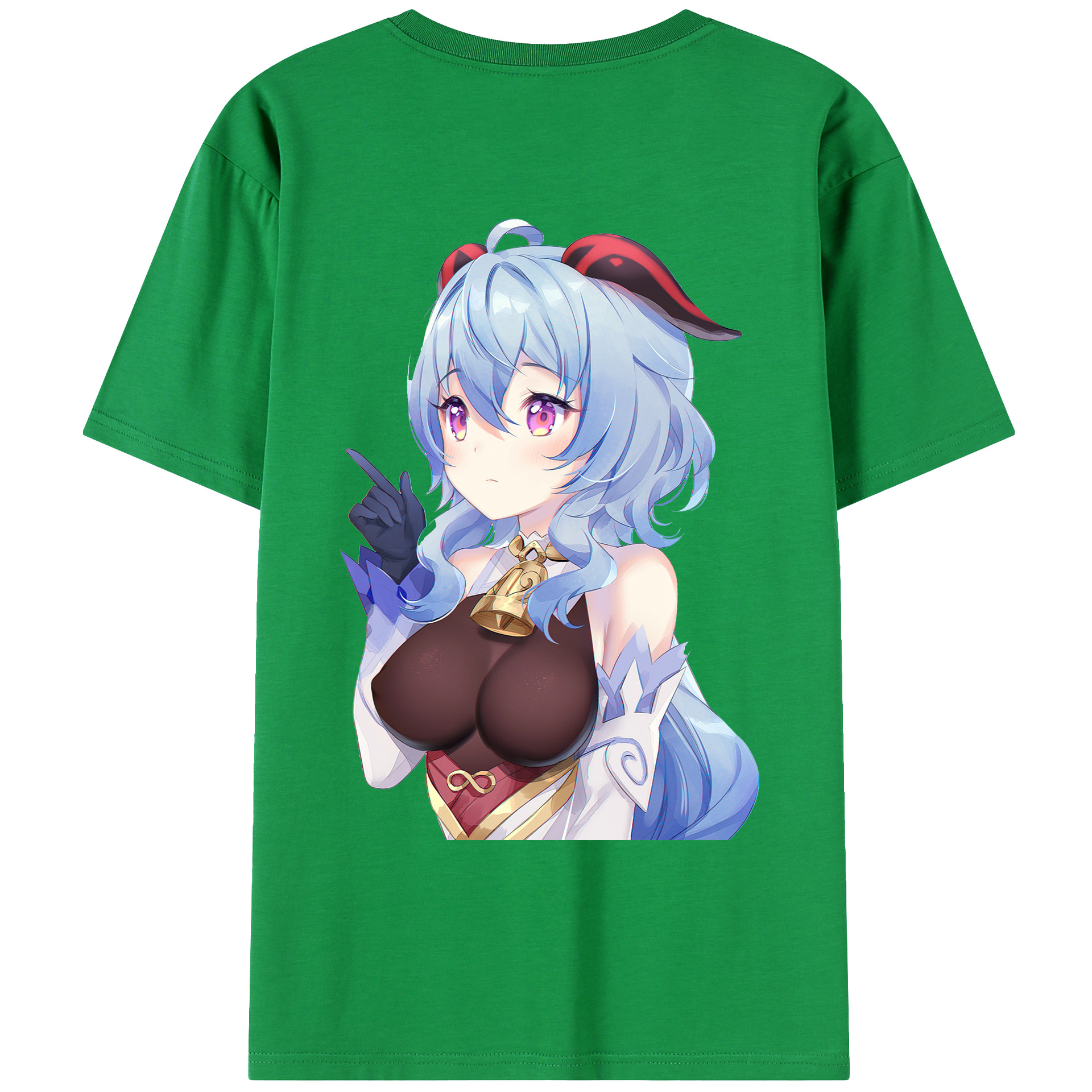 げんし神 甘雨 かんう genshin Ganyu 綿100％ メンズ半袖Tシャツ（バックプリント） 通気性