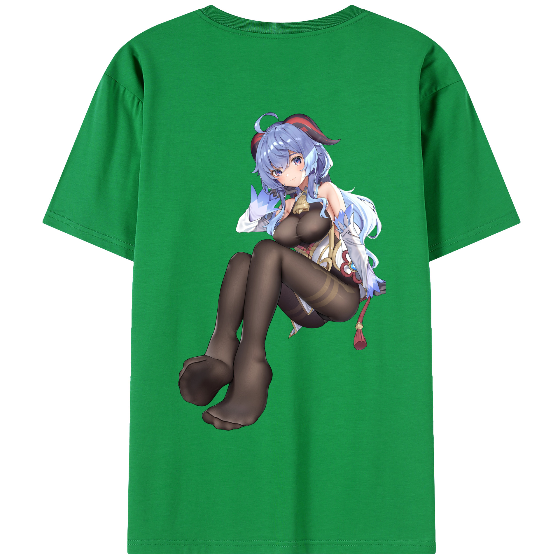 げんし神 甘雨 かんう genshin Ganyu 綿100％ メンズ半袖Tシャツ（バックプリント） 通気性