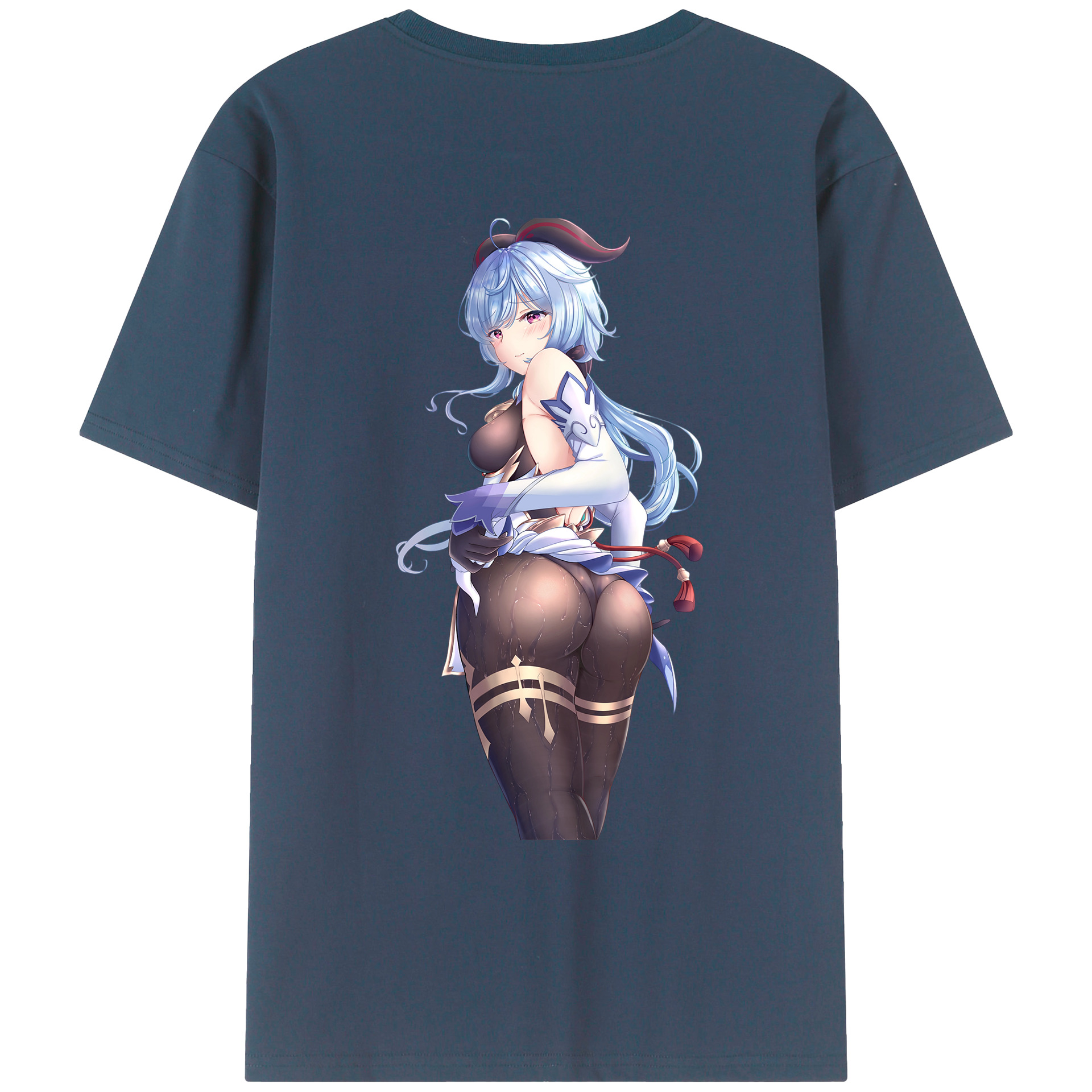 げんし神 甘雨 かんう genshin Ganyu 綿100％ メンズ半袖Tシャツ（バックプリント） 通気性