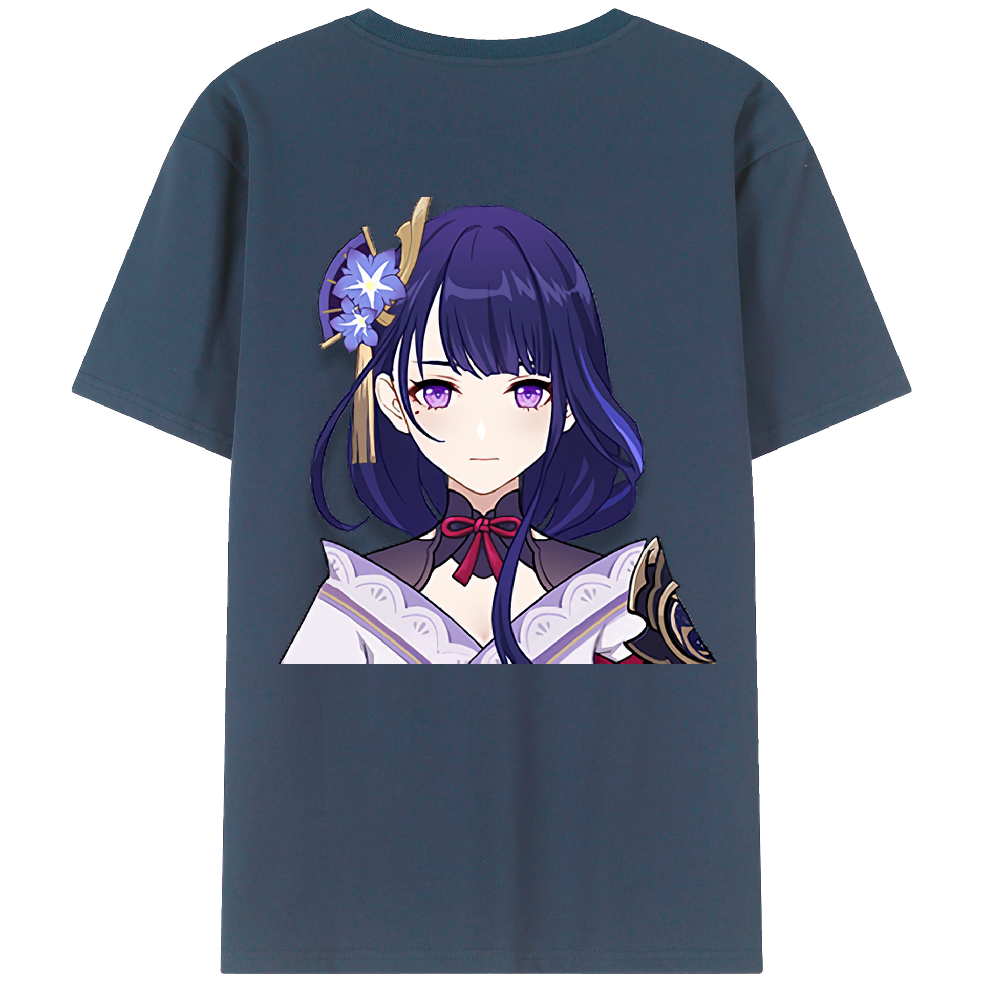 げんし神 雷電将軍 らいでんしょうぐん genshin Raiden Shogun 綿100％ メンズ半袖Tシャツ（バックプリント） 通気性