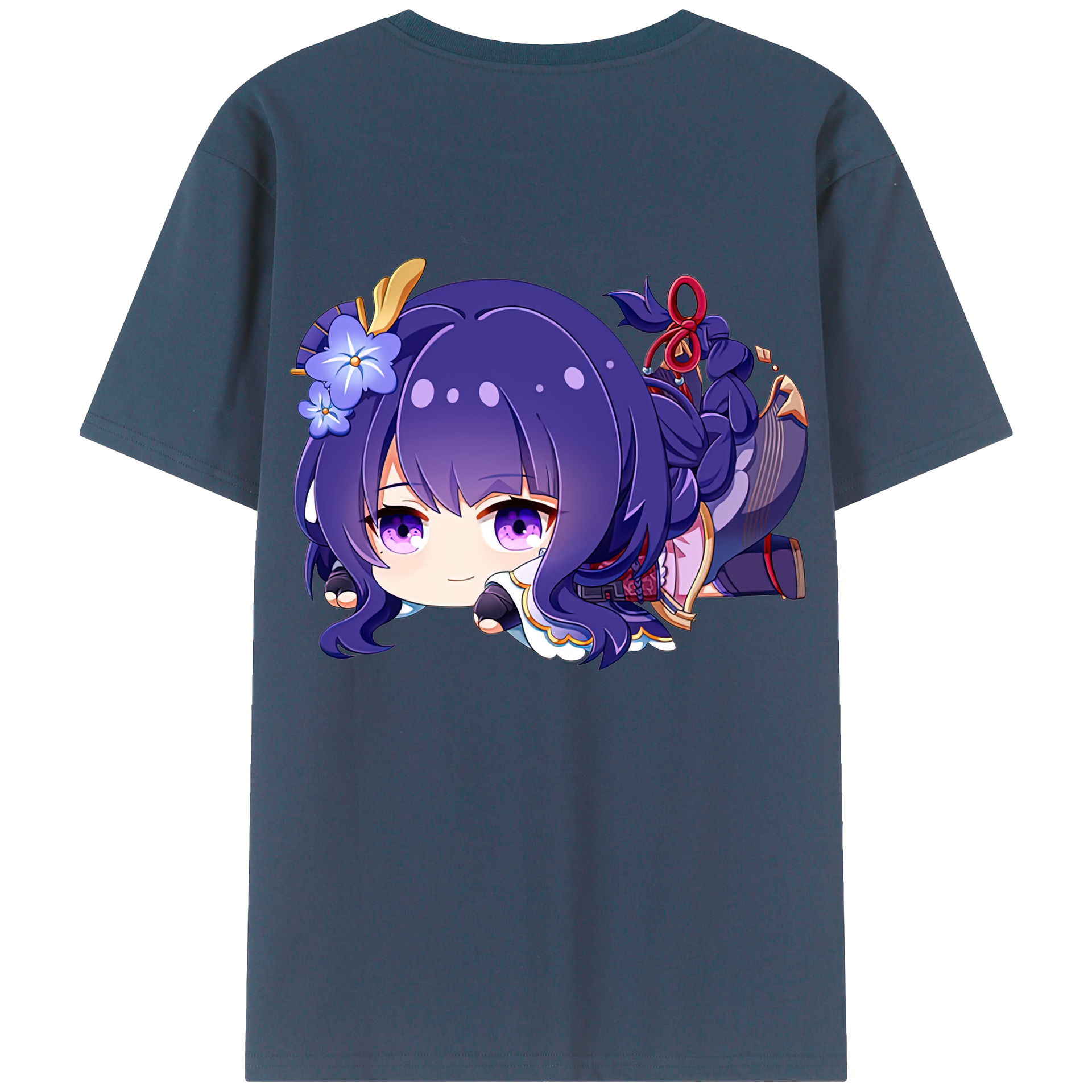 げんし神 雷電将軍 らいでんしょうぐん genshin Raiden Shogun 綿100％ メンズ半袖Tシャツ（バックプリント） 通気性