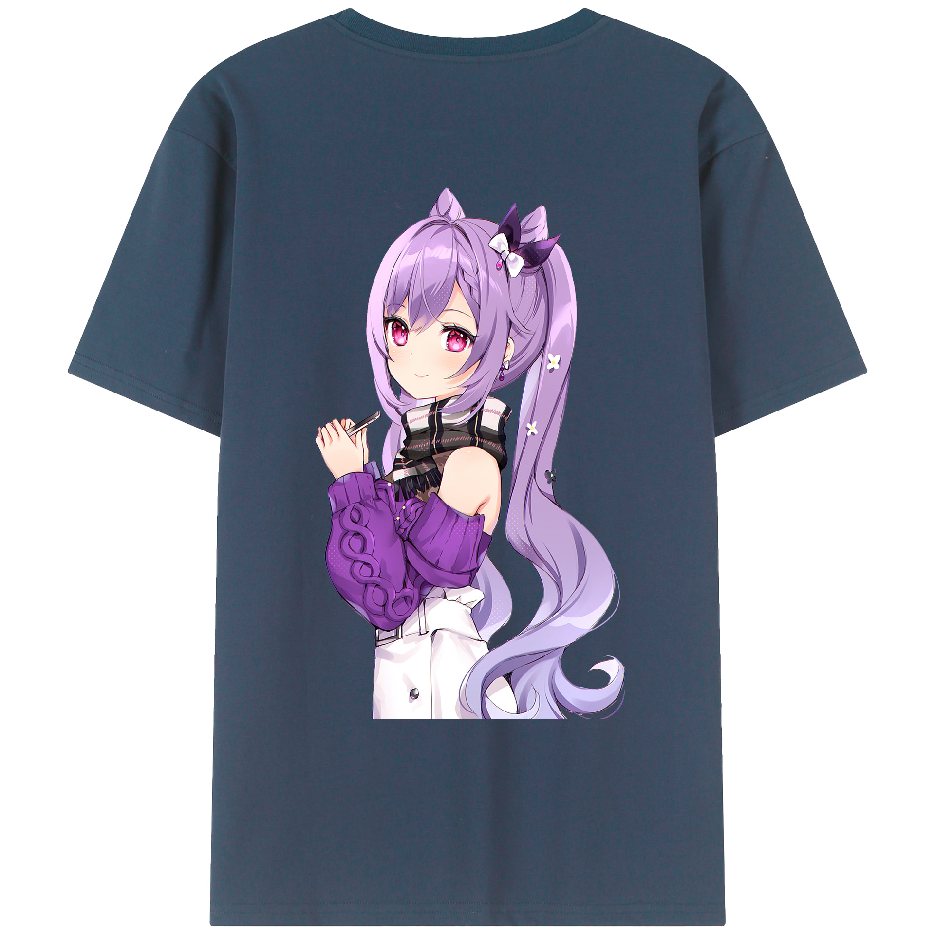 げんし神 刻晴 こくせい genshin Kokusei 綿100％ メンズ半袖Tシャツ（バックプリント） 通気性
