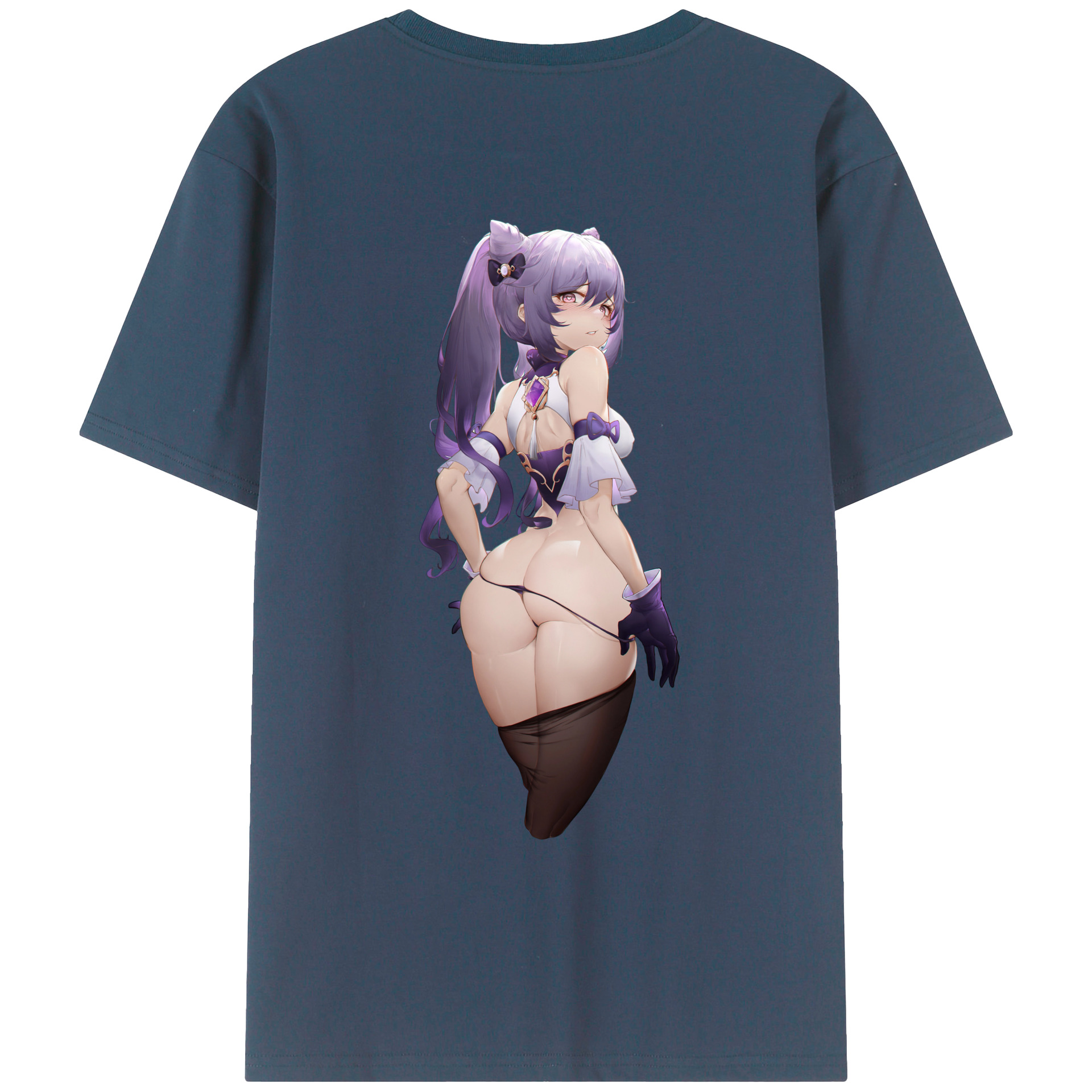 げんし神 刻晴 こくせい genshin Kokusei 綿100％ メンズ半袖Tシャツ（バックプリント） 通気性