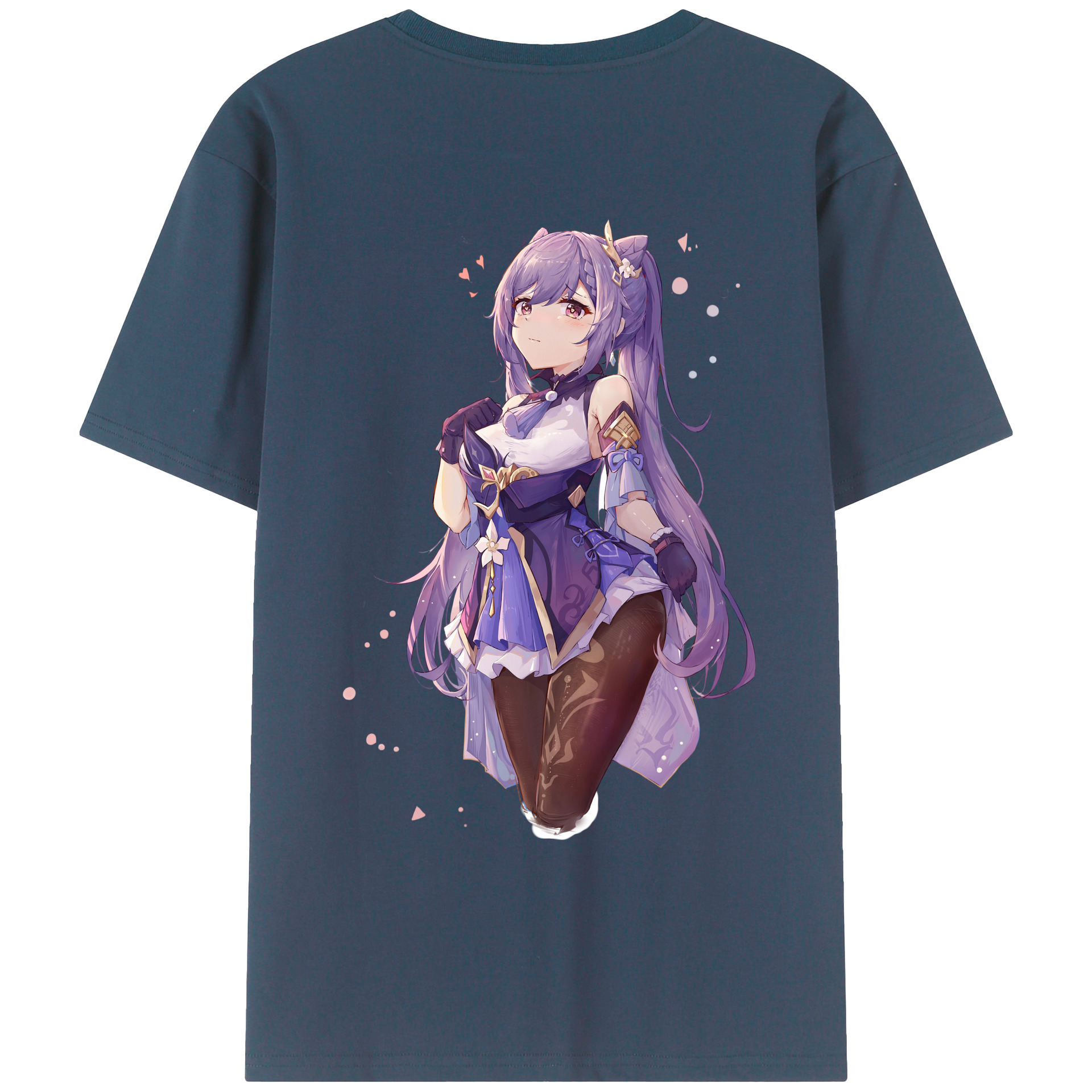 げんし神 刻晴 こくせい genshin Kokusei 綿100％ メンズ半袖Tシャツ（バックプリント） 通気性