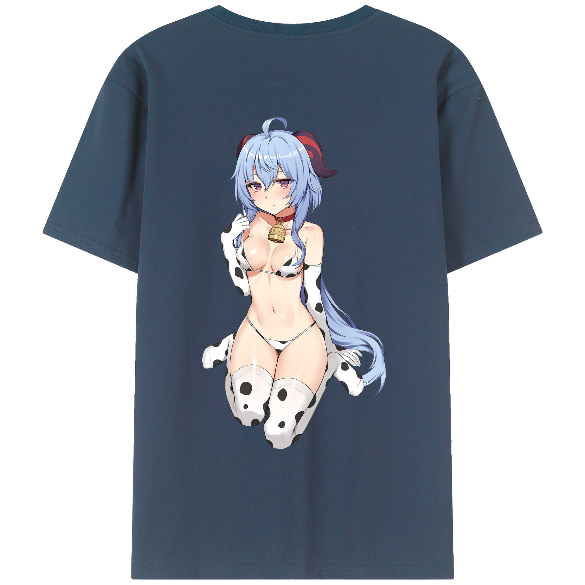 げんし神 甘雨 かんう genshin Ganyu 綿100％ メンズ半袖Tシャツ（バックプリント） 通気性