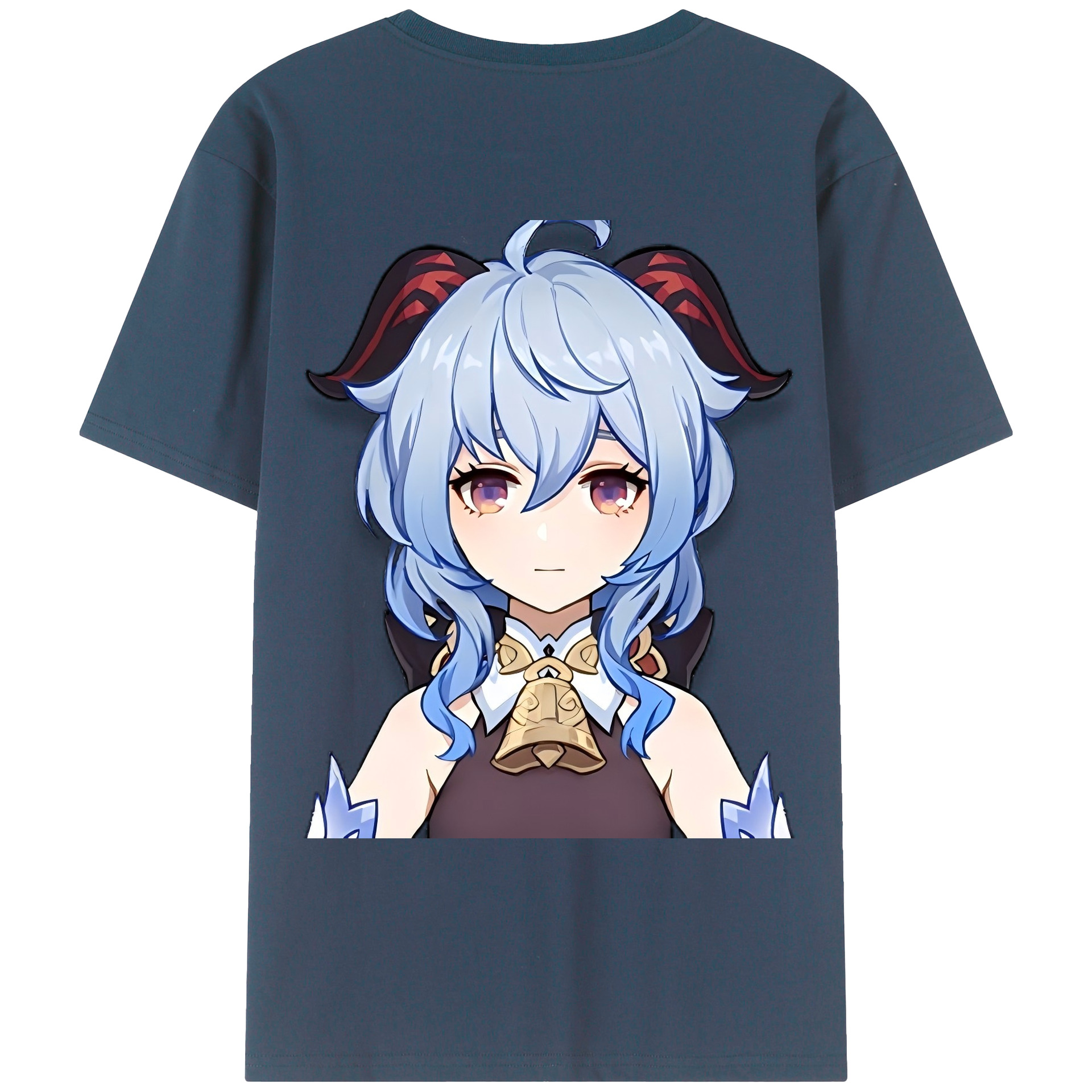 げんし神 甘雨 かんう genshin Ganyu 綿100％ メンズ半袖Tシャツ（バックプリント） 通気性