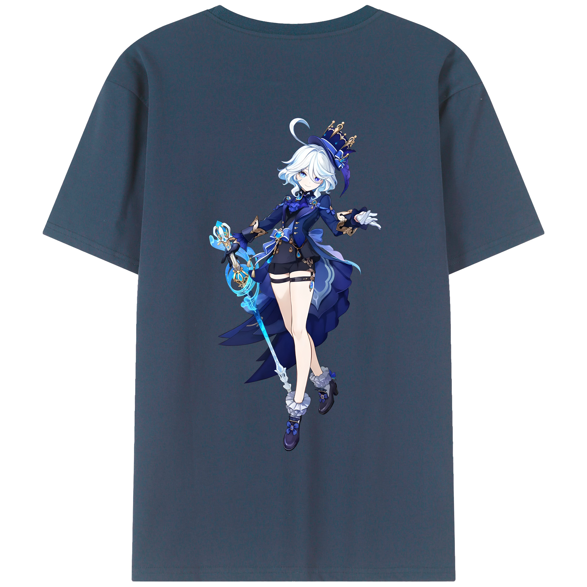 げんし神 フリーナ genshin Furina 綿100％ メンズ半袖Tシャツ（バックプリント） 通気性