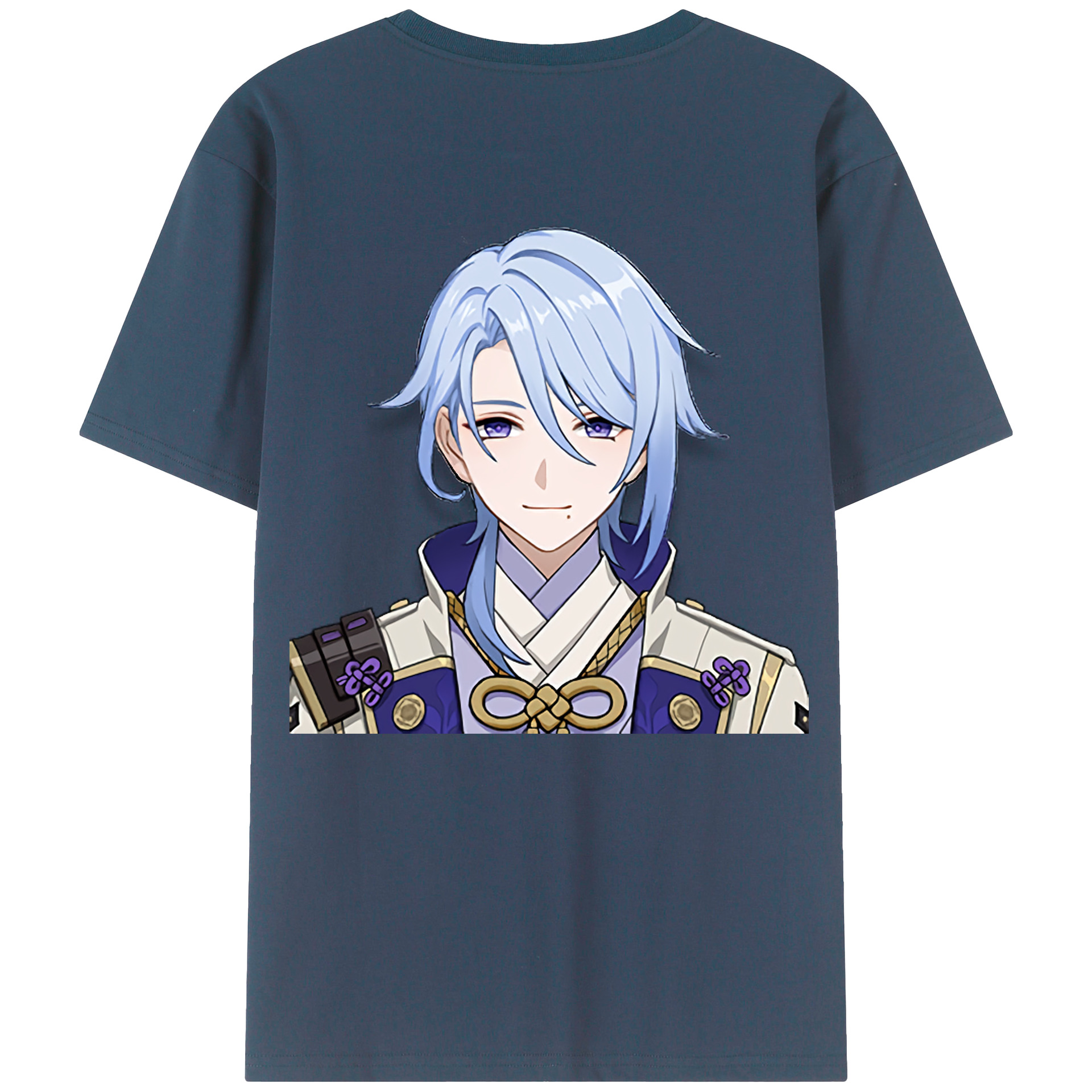 げんし神 神里綾人 かみさとあやと genshin Kamisato Ayato 綿100％ メンズ半袖Tシャツ（バックプリント） 通気性