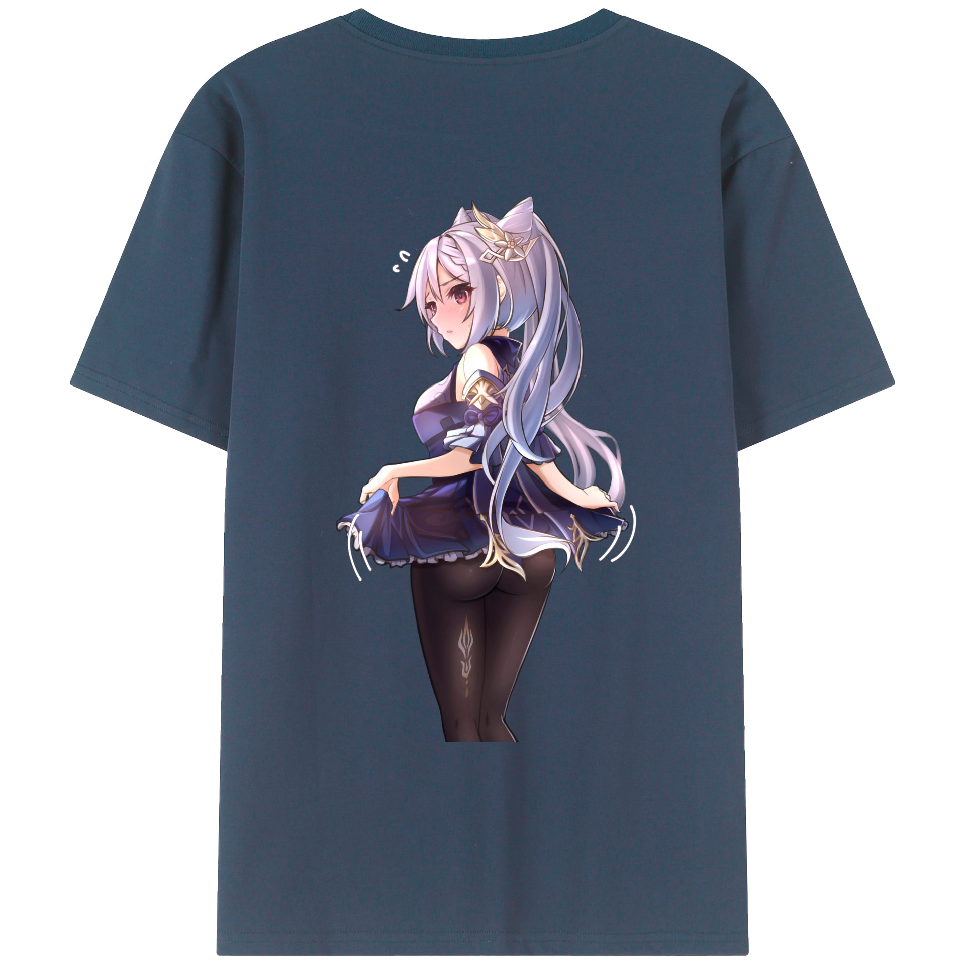 げんし神 刻晴 こくせい genshin Kokusei 綿100％ メンズ半袖Tシャツ（バックプリント） 通気性