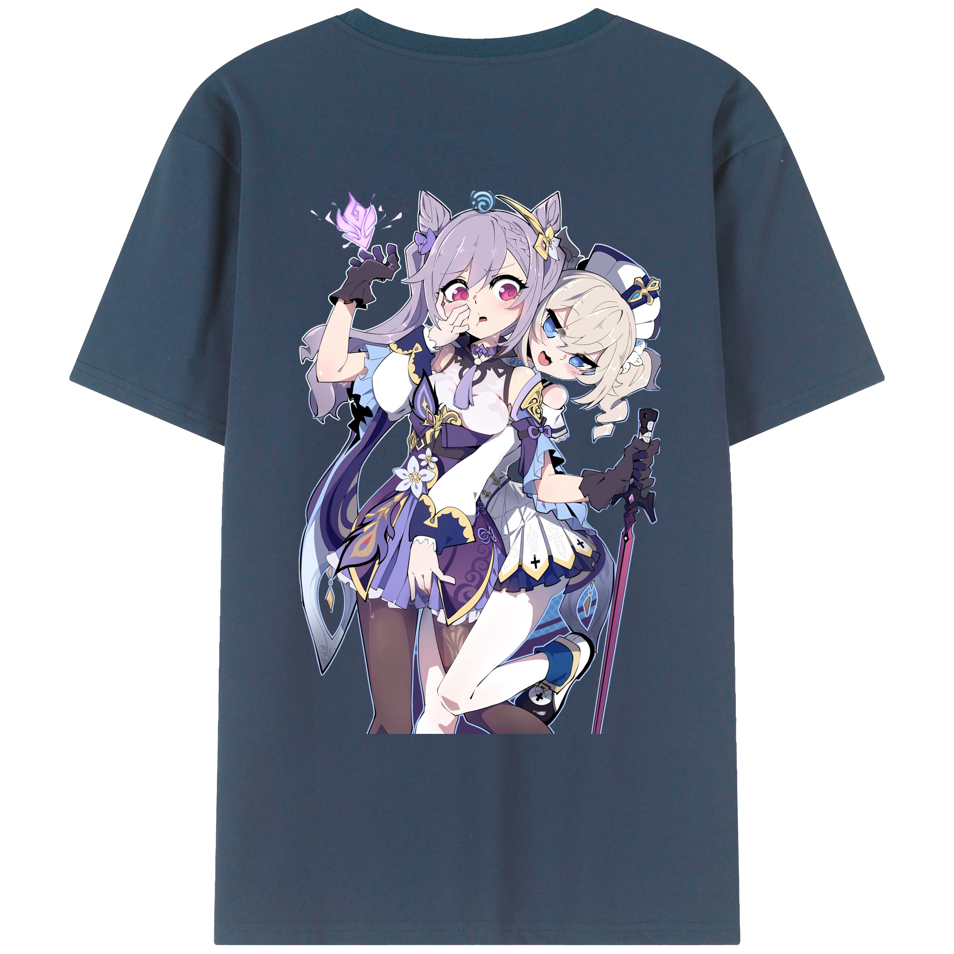 げんし神 刻晴 こくせい genshin Kokusei 綿100％ メンズ半袖Tシャツ（バックプリント） 通気性