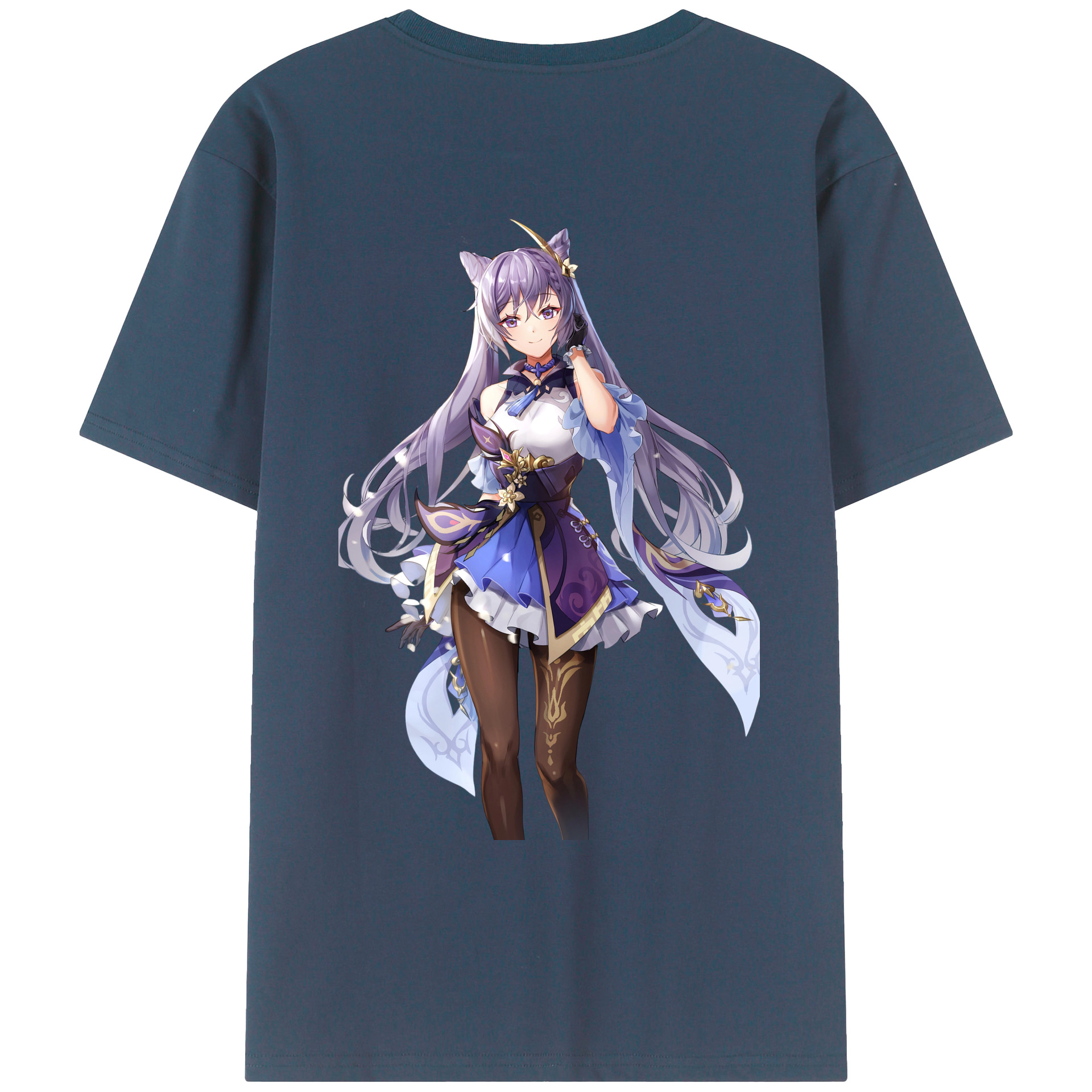 げんし神 刻晴 こくせい genshin Kokusei 綿100％ メンズ半袖Tシャツ（バックプリント） 通気性