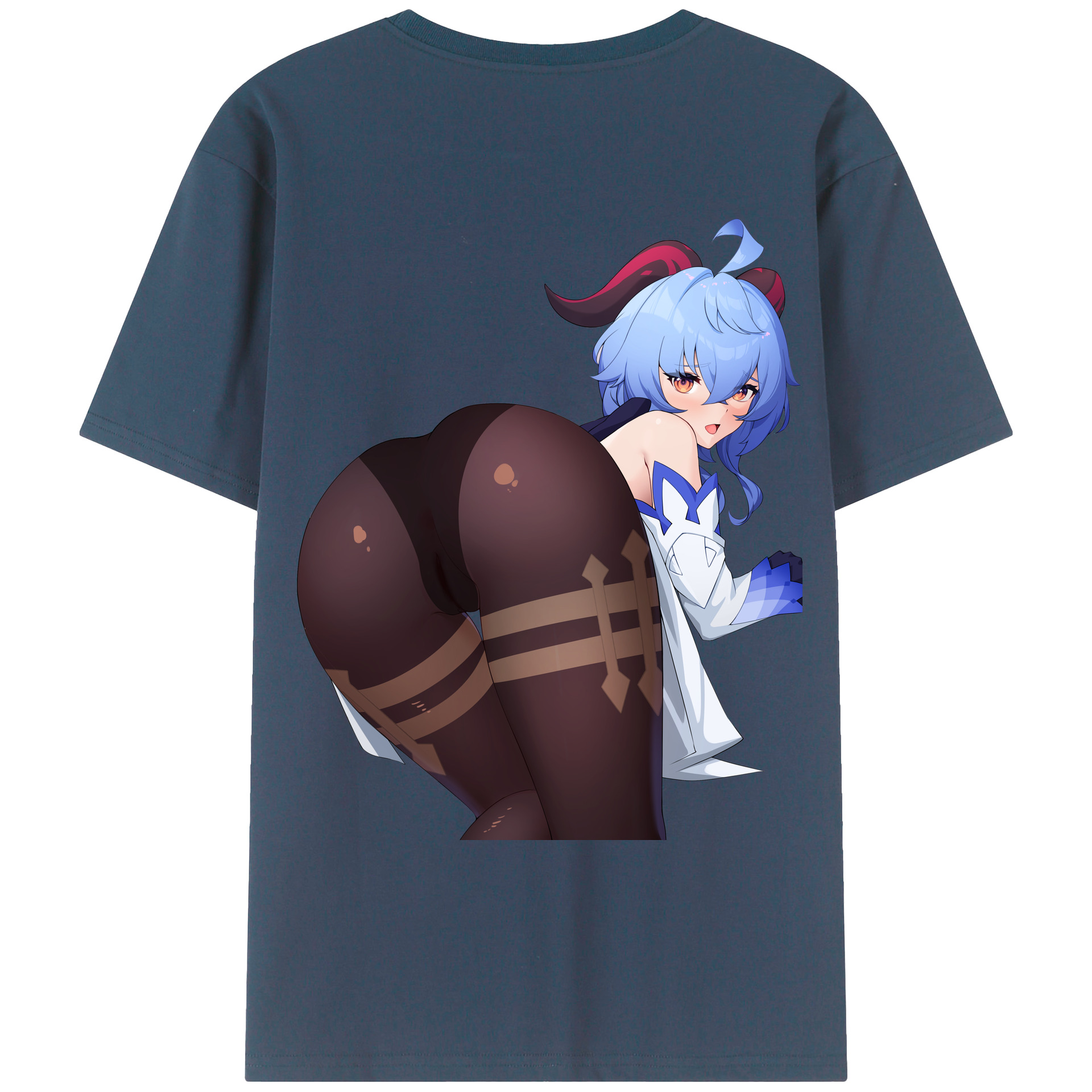 げんし神 甘雨 かんう genshin Ganyu 綿100％ メンズ半袖Tシャツ（バックプリント） 通気性