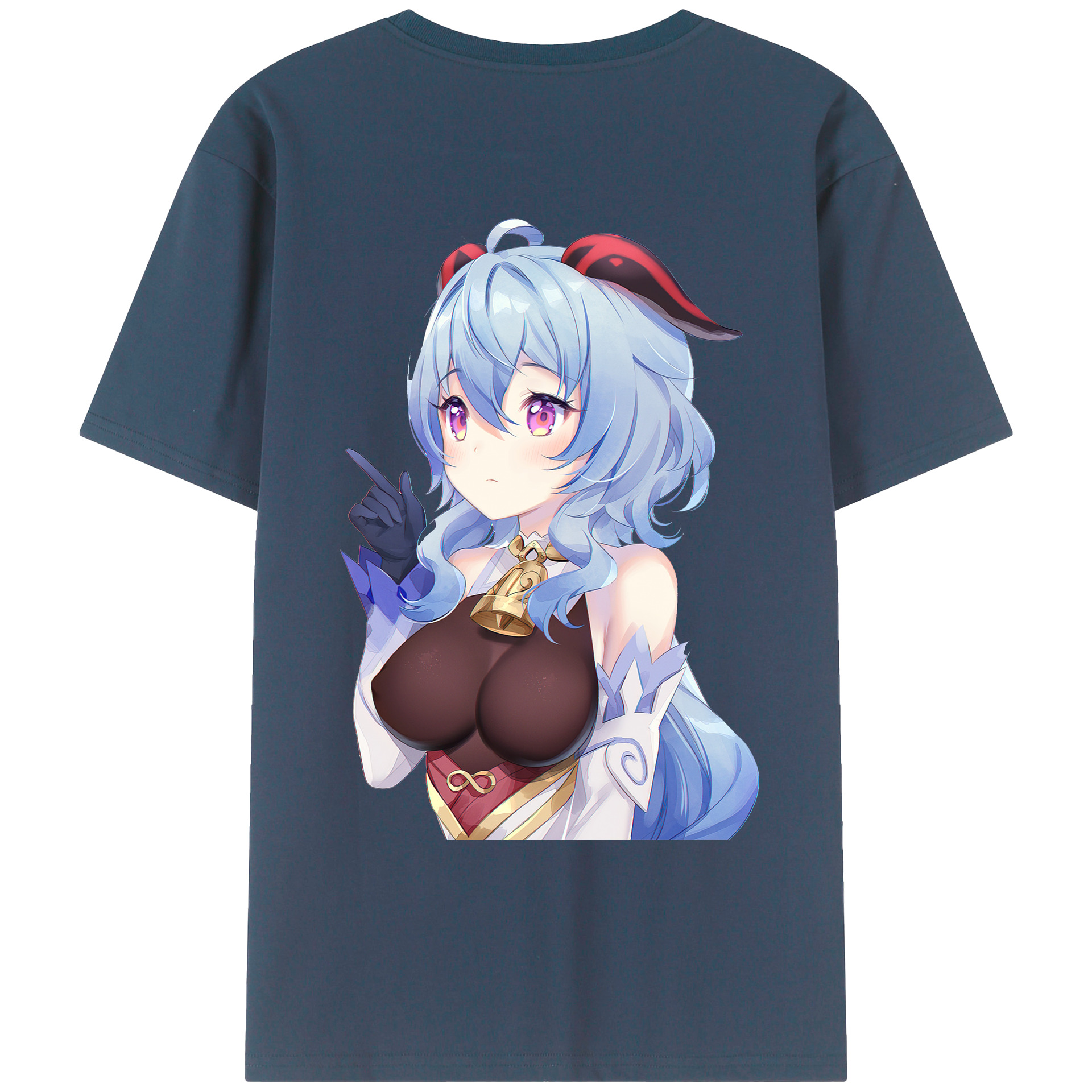 げんし神 甘雨 かんう genshin Ganyu 綿100％ メンズ半袖Tシャツ（バックプリント） 通気性