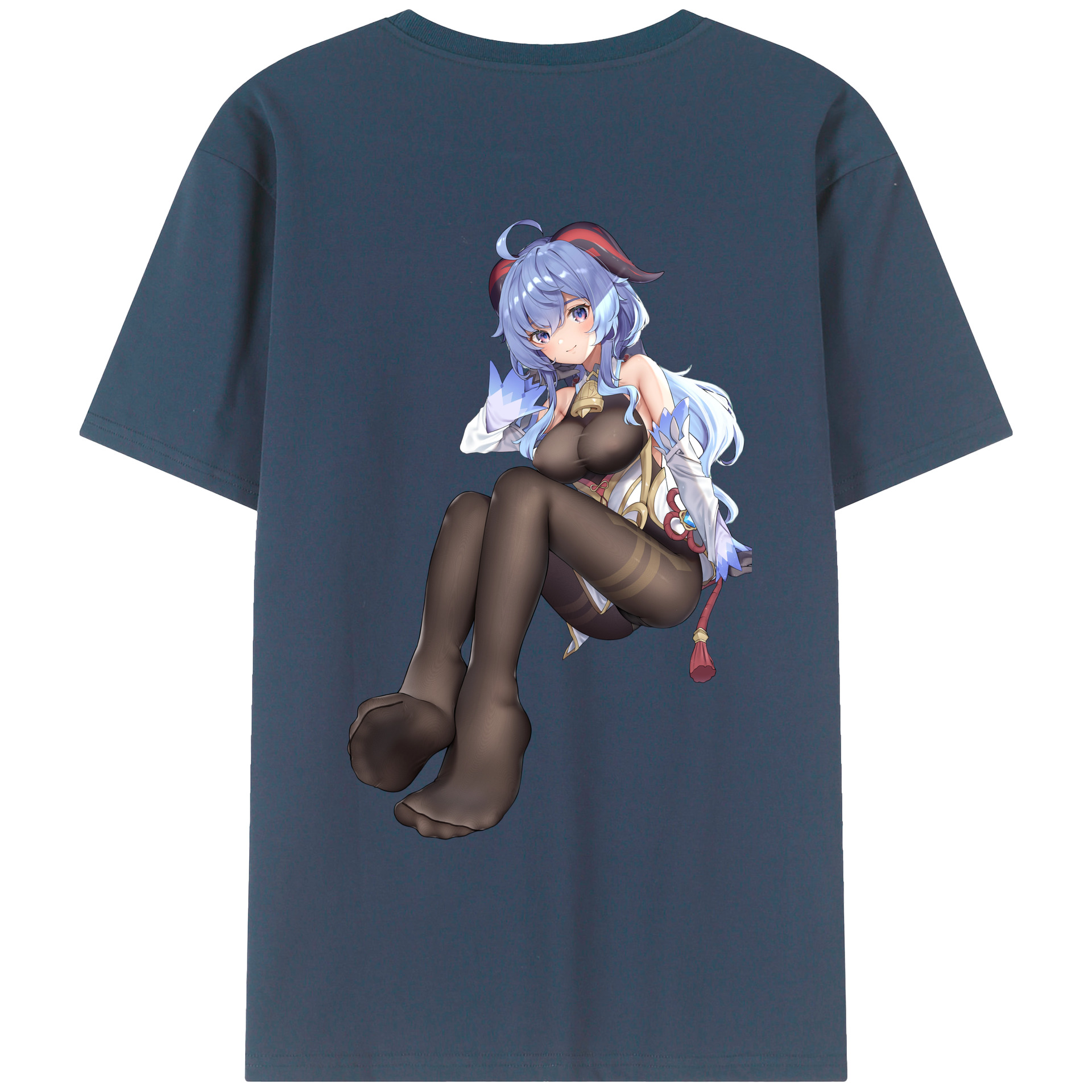 げんし神 甘雨 かんう genshin Ganyu 綿100％ メンズ半袖Tシャツ（バックプリント） 通気性