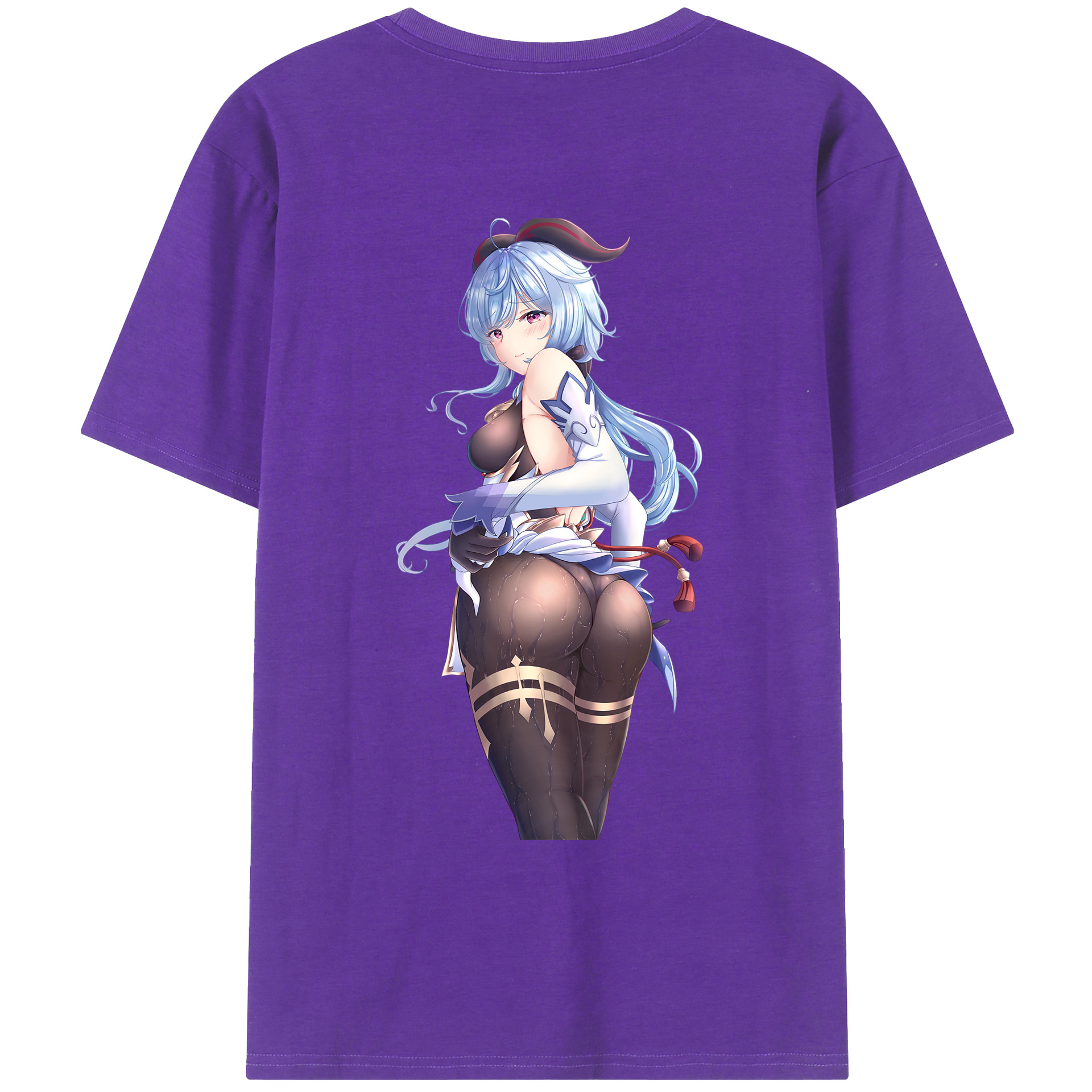 げんし神 甘雨 かんう genshin Ganyu 綿100％ メンズ半袖Tシャツ（バックプリント） 通気性